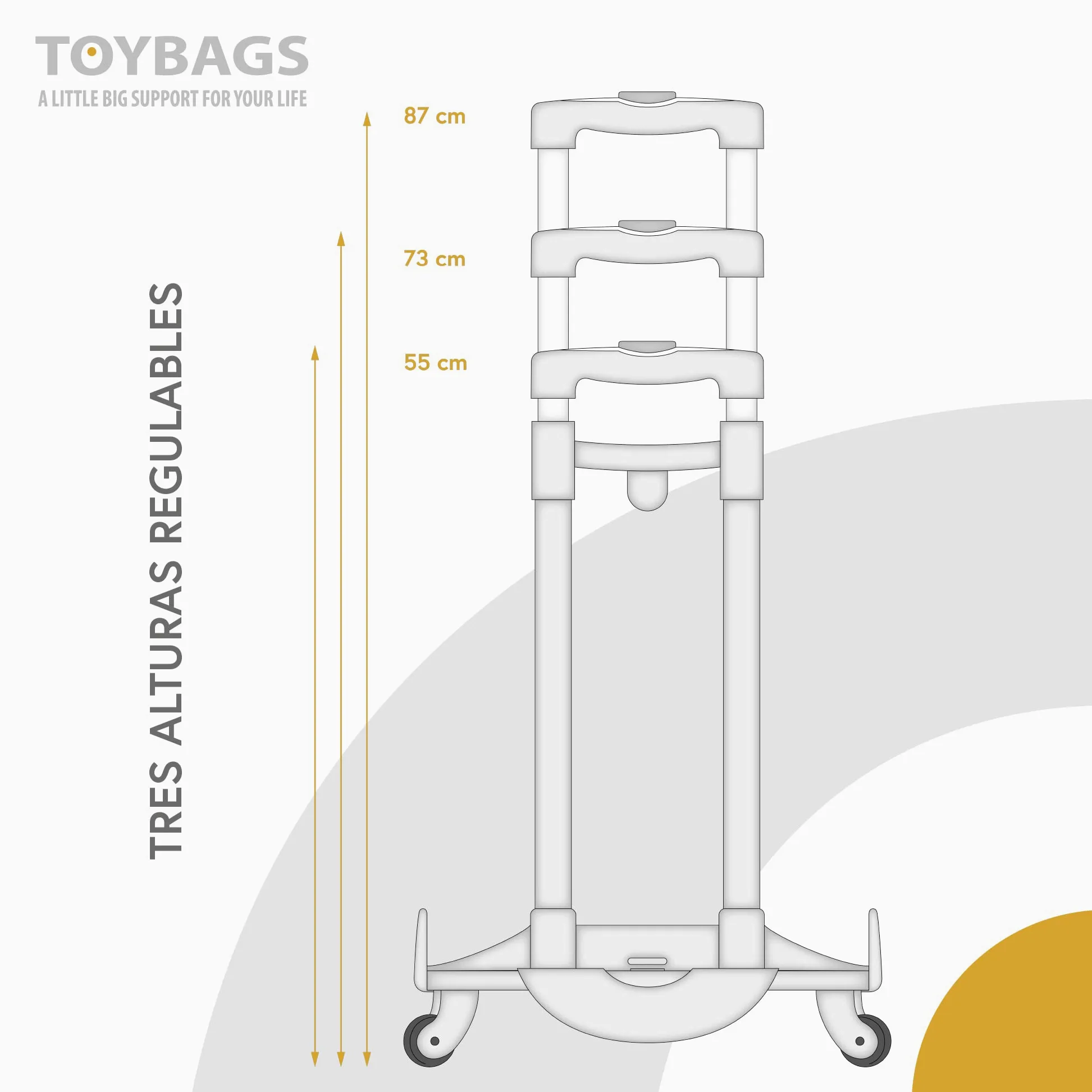 Chariot Toybags Trolley 360 º multidirectionnel - roulettes pivotantes 360 º - comprend butée avant anti-basculement - parties latérales renforcées - s'adapte parfaitement à tout sac à dos - Toybags