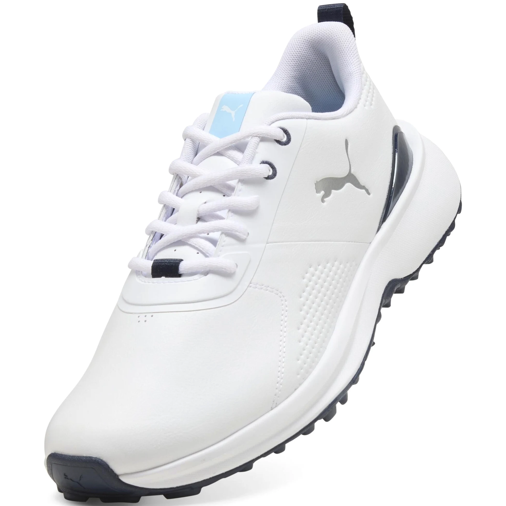 PUMA Chaussures de Golf Fusion Grip 6 Evo pour Homme, Blanc argenté, Pointure 42, Puma White Puma Silver, 42.5 EU