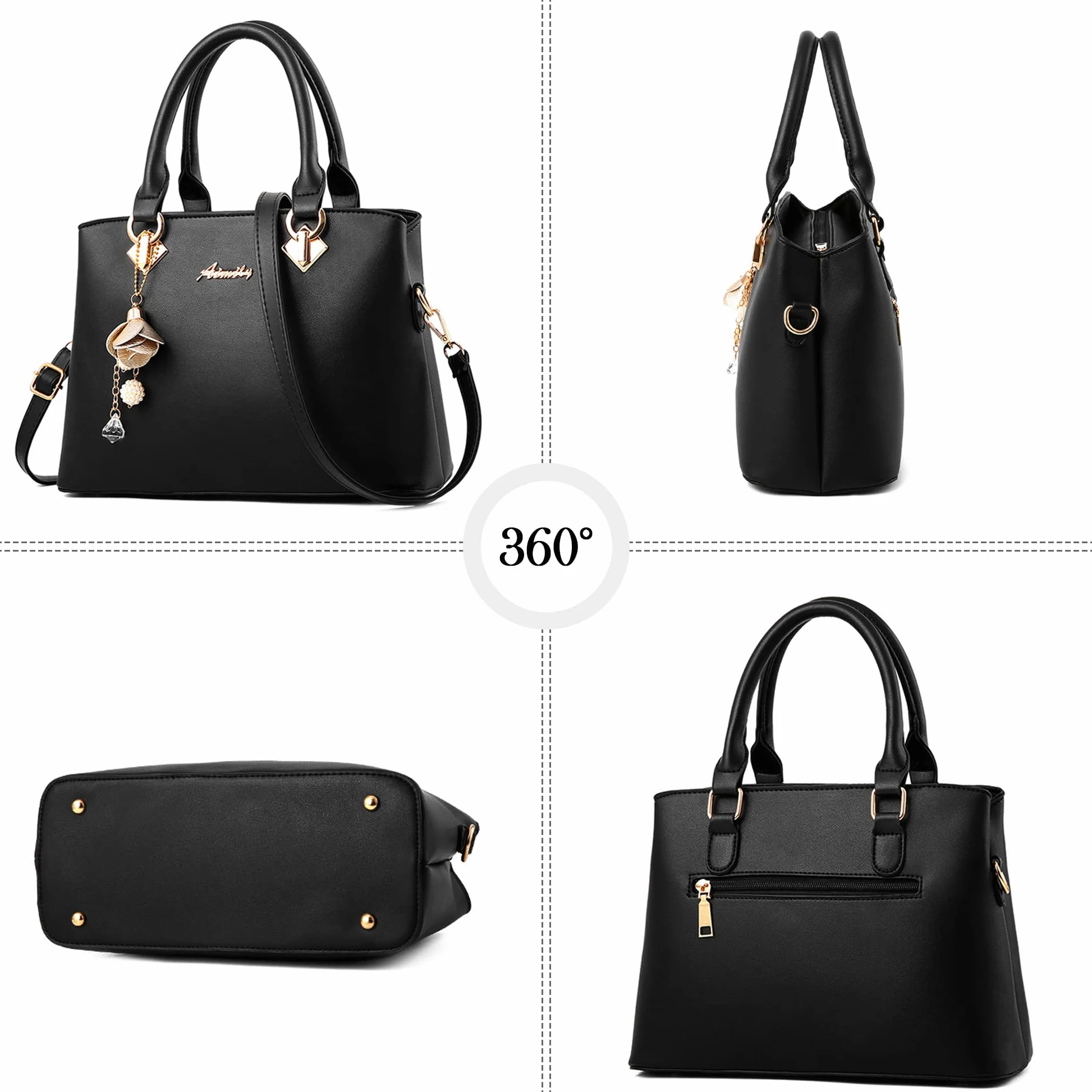 Mode Sac à Main Femmes Sac Bandoulière Sac Cuir PU Poignée Sac Bandoulière Cloches Suspendues Ornements Travailler Voyage Décontracté Quotidien Sac à Main Blanc