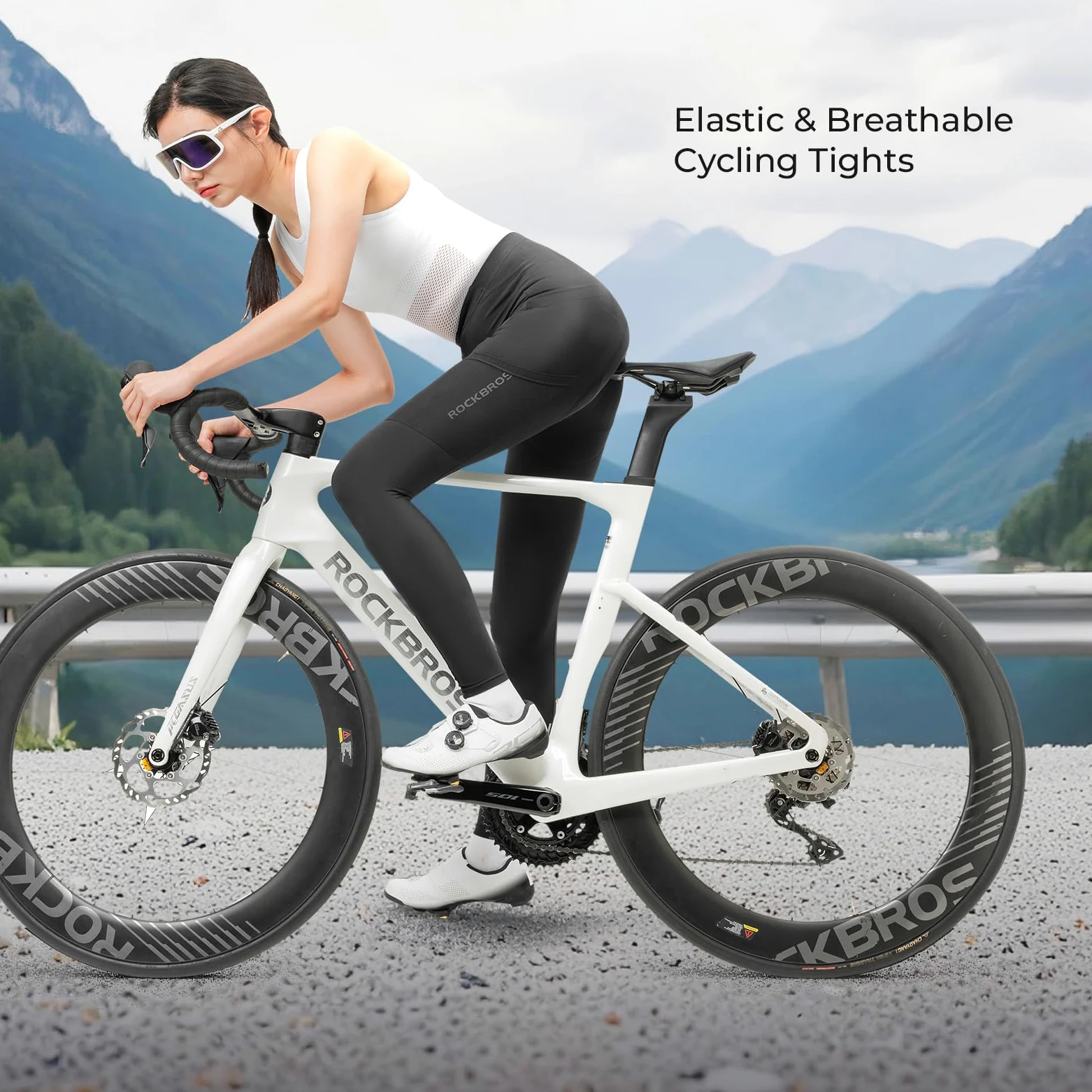 ROCKBROS Pantalon Cycliste Femme Rembourré, Leggings de Vélo Séchage Rapide Respirant, Collants de Cyclisme Longues VTT avec Poche