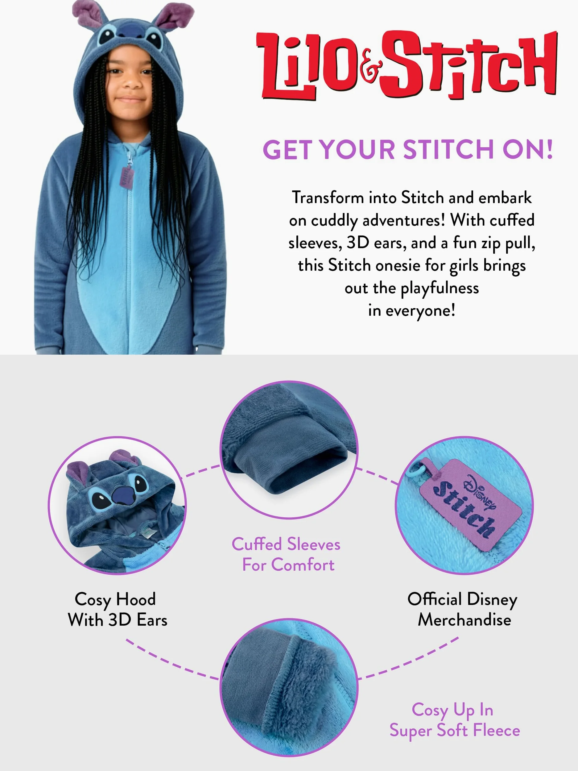 Disney Combinaison Stitch | Lilo et Stitch Barboteuse pour Filles | Pyjamas pour Filles