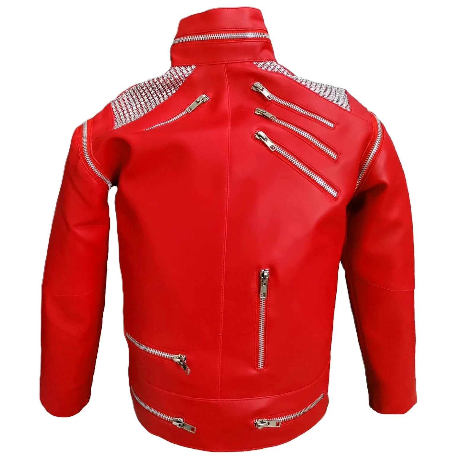 Veste en cuir pour homme style années 80 Rouge et noir