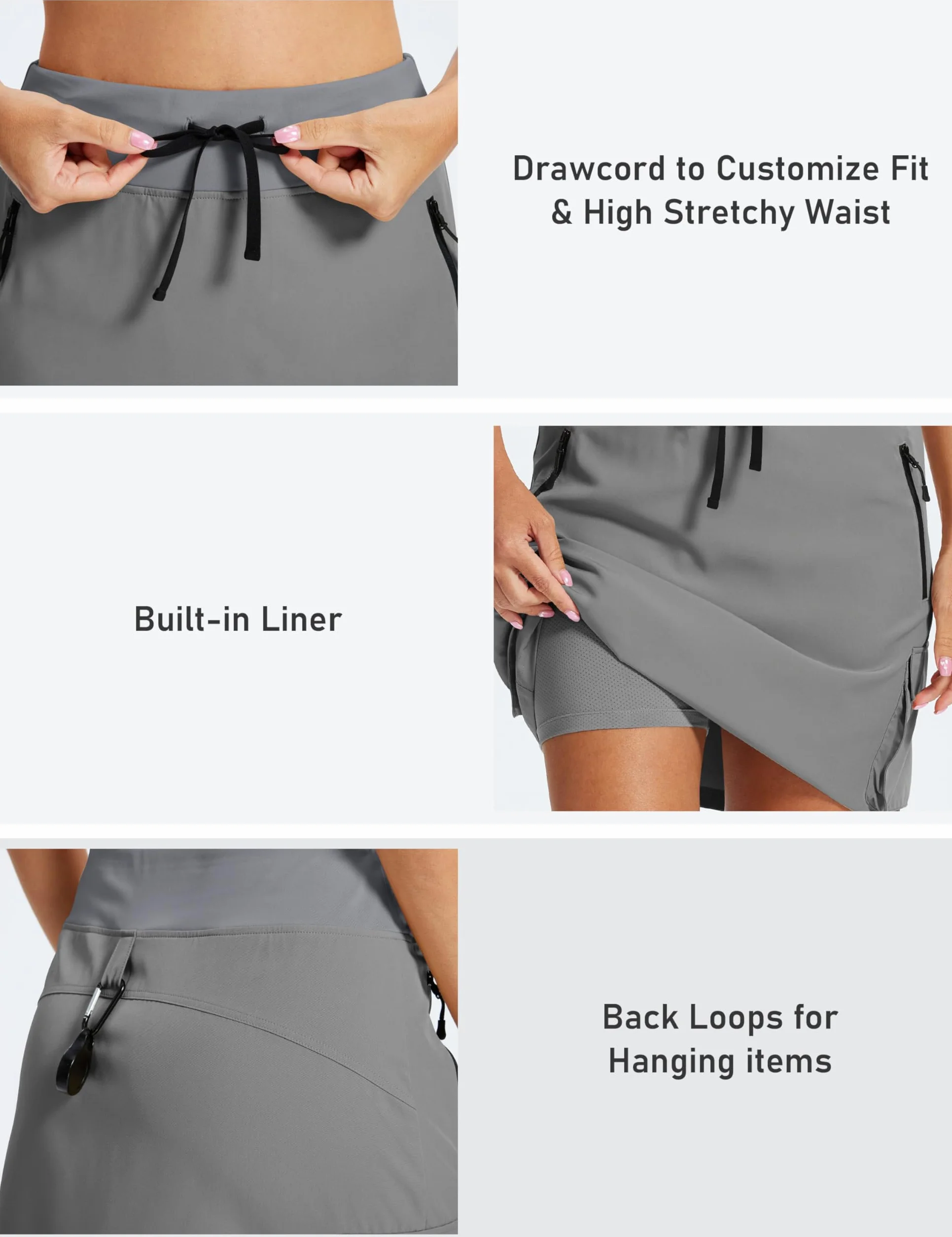 MoFiz Jupe Short Femme Randonnée Jupe de Sport aux Genoux Taille Haute Jupe avec Short été Tennis Golf Skort