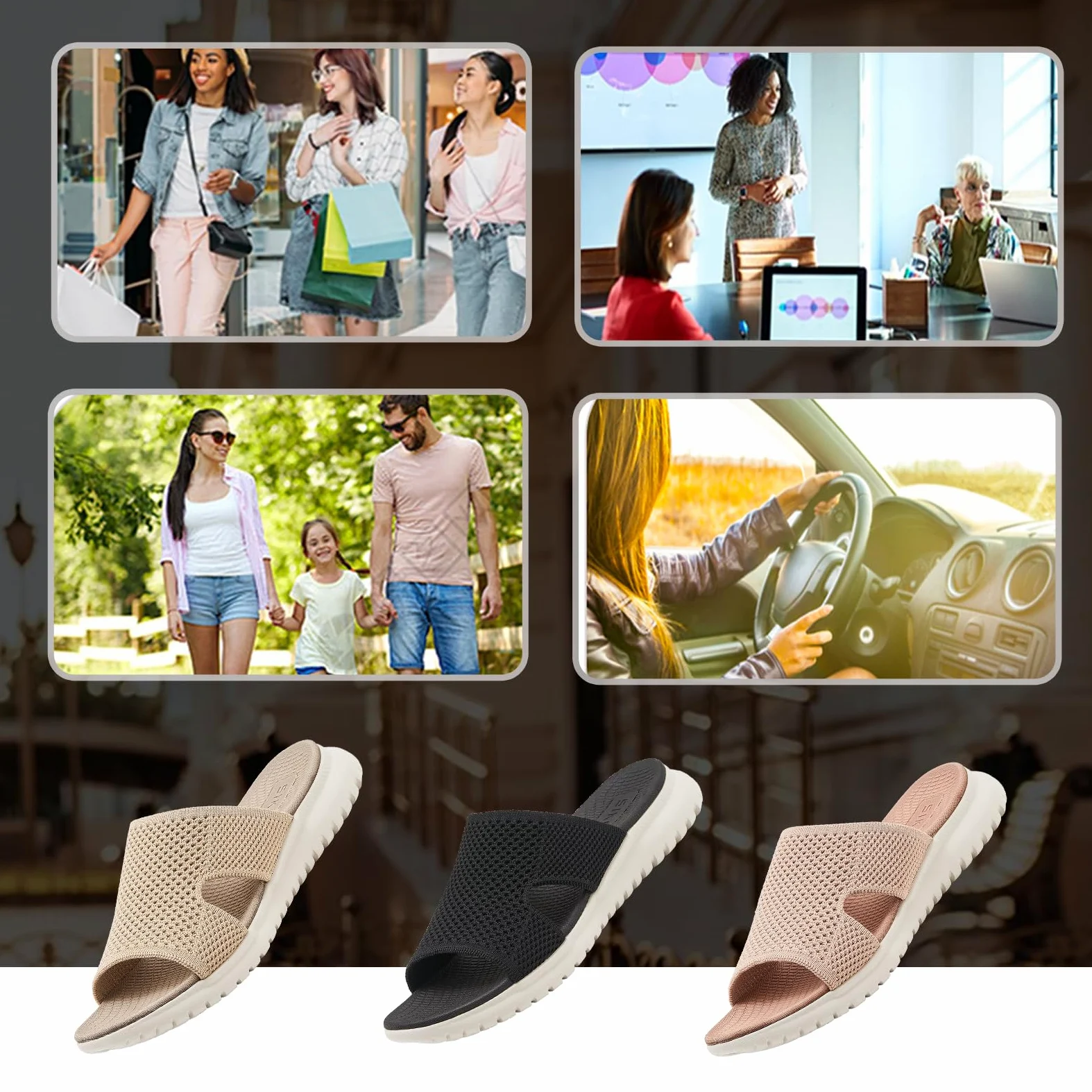 Sandales Femme Été Confortable Orthopédique Chaussons Legere Chaussures Plate Claquettes