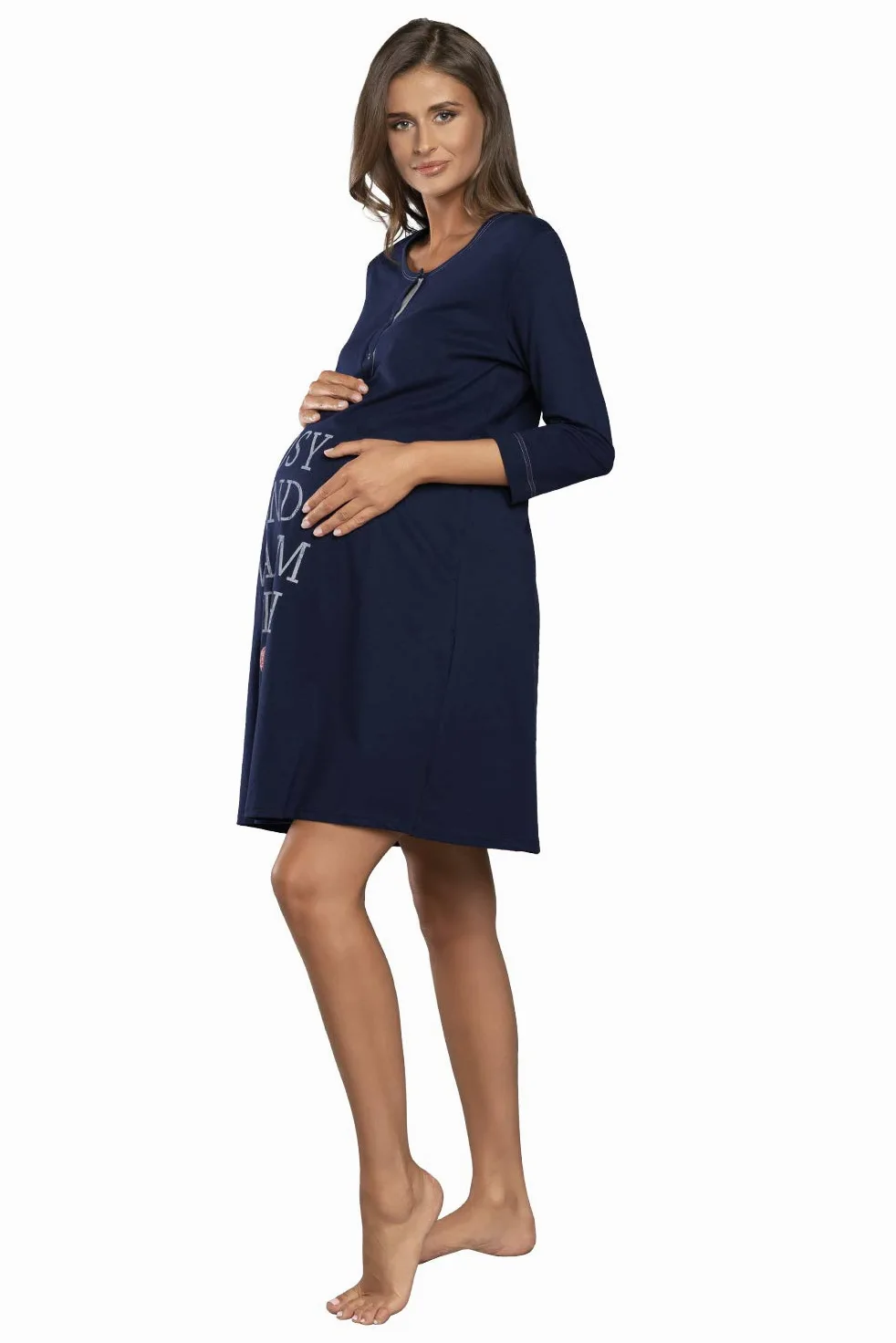 Italian Fashion Chemise de Nuit Allaitement | Pyjama Grossesse et Maternité | Pyjama Femme Enceinte pour la Maison et l’Hôpital | Tenue Maternité Accouchement avec Fermeture S-XXL