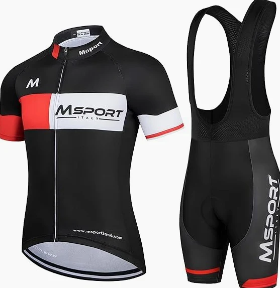 Msport Ensemble de Cyclisme Respirant à Séchage Rapide – Tenue Cyclisme Maillot Homme + Cuissard Rembourré Gel 5D - A-03r M