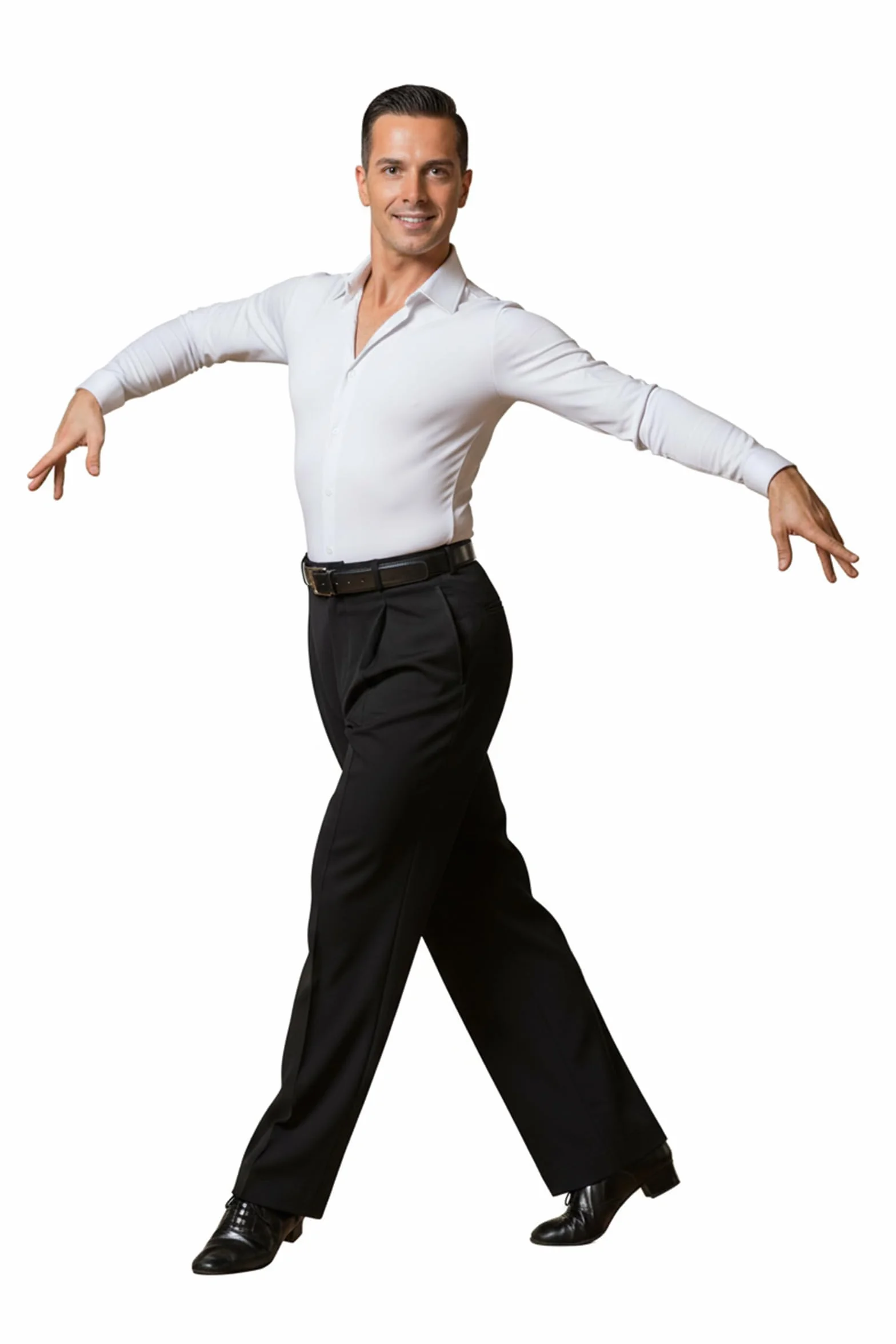 Pantalon pour homme pour danse standard et danse de salle avec plis devant et poches passepoilées
