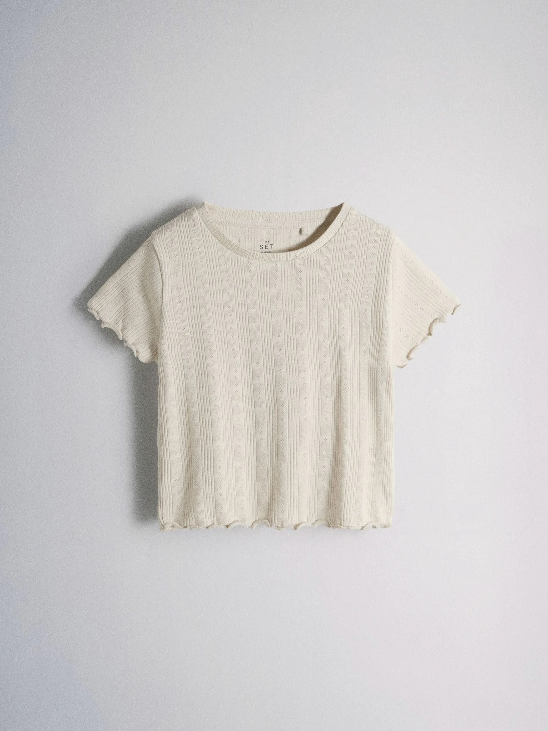 THE SET Fille Pyjama en Jersey Manches Courtes avec ajouré Pointelle, Lot de 3