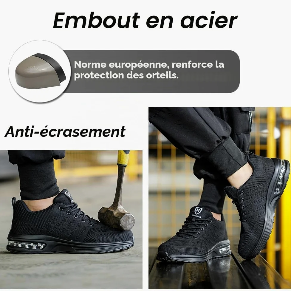 Chaussures de Securite Hommes Femmes Légère Basket de Securite Respirante Confortable Chaussure de Travail avec Embout en Acier