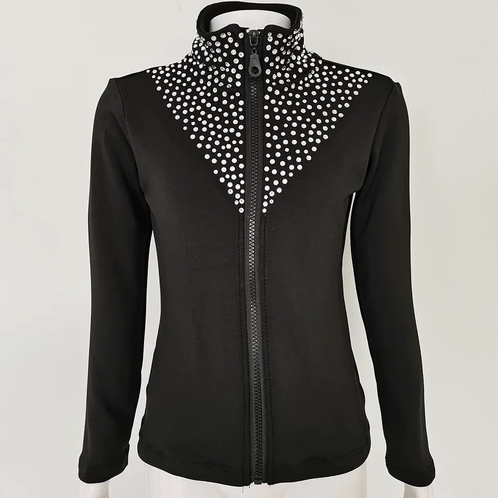 LIUHUO Veste de patinage artistique avec diamants bicolore pour fille