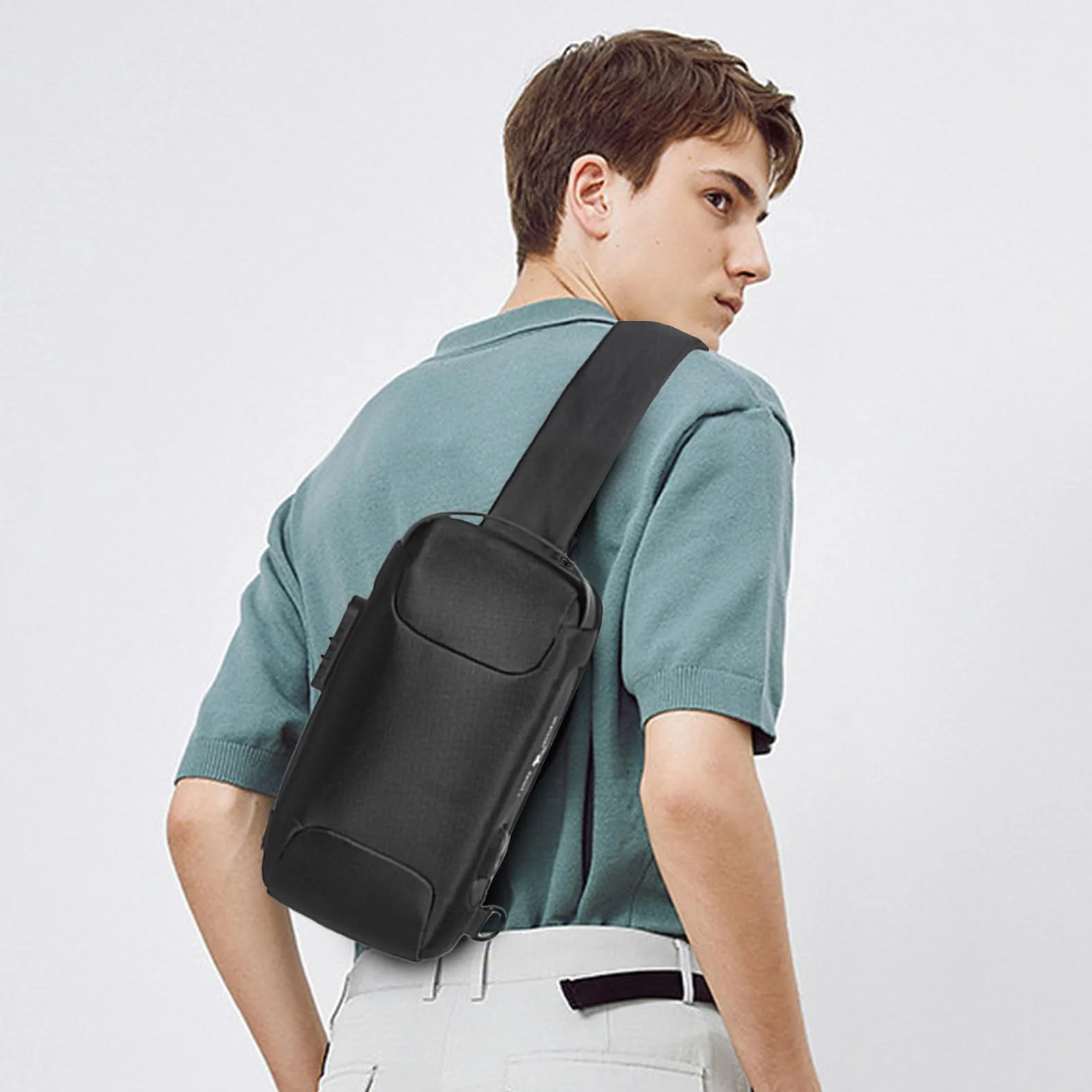 SPAHER Homme Sac de Poitrine Cuir Sacoche Homme Bandouliere Sac business Sac de loisir Sac a dos cuir pochette epaule homme Travers Pochette des Sports Affaires Voyage Noir