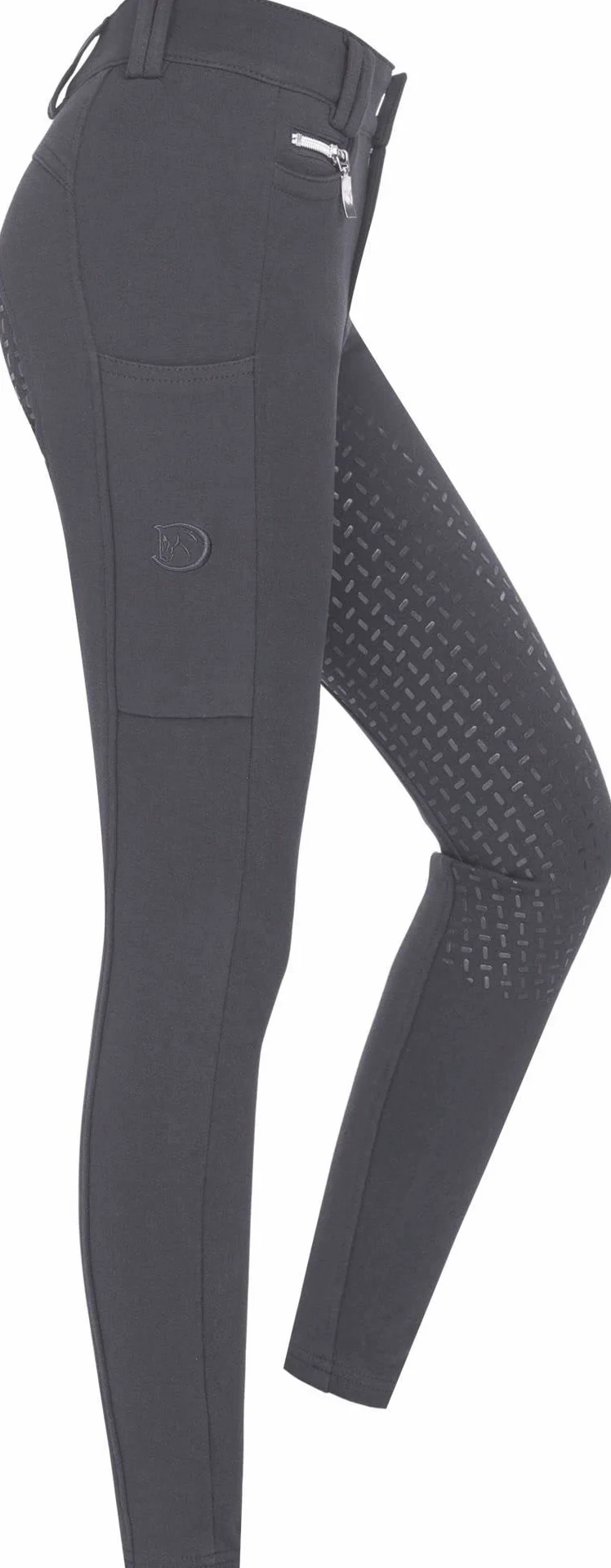 RIDERS CHOICE Pantalon d'équitation en coton et silicone pour enfant avec poche pour téléphone portable