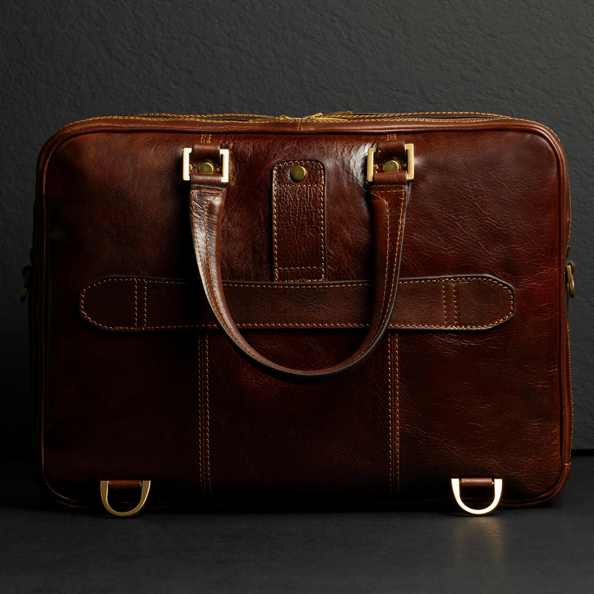 Time Resistance Full Grain Leather Shoulder Bag Handmade in Italy for Men's Notebook