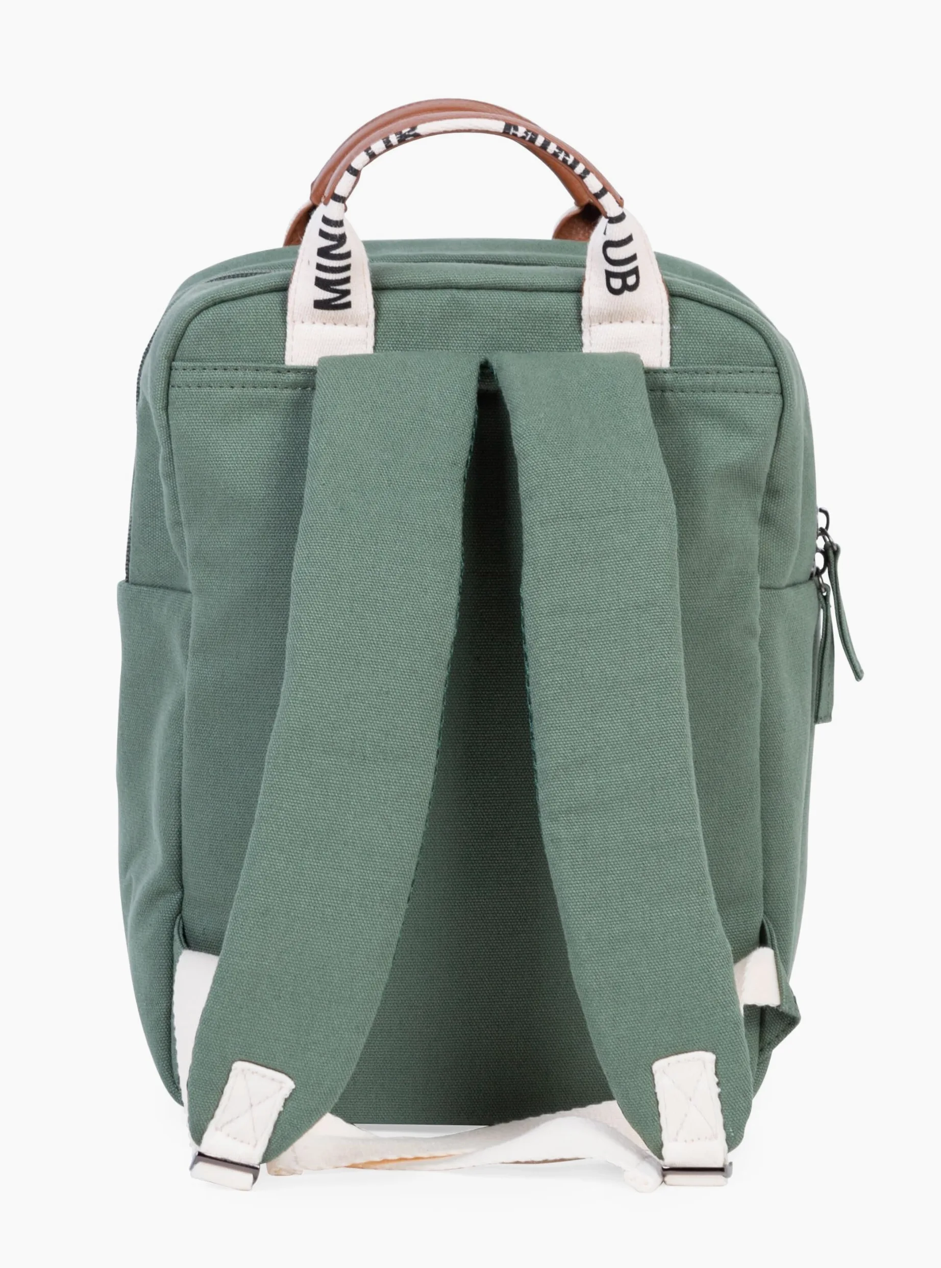 CHILDHOME, Sac a Dos, Bebe, Sac à dos Enfant, Cartable maternelle, Pochette isotherme, Compartiment boite à repas, Solide, Matière Coton, My First Bag, 7L, Mini Club, Signature, Vert