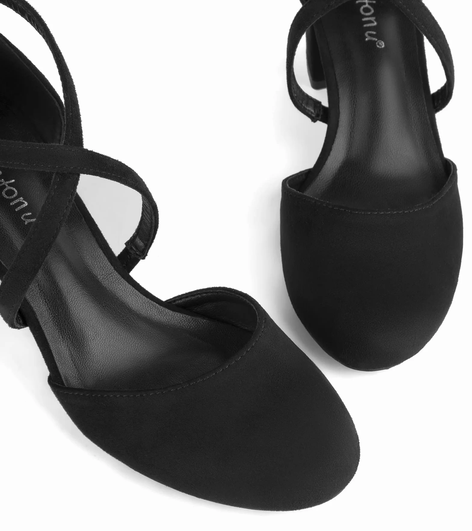 Greatonu Escarpins Bride Cheville Femme Escarpins Bloc Talons Pumps Femme Talon Haut avec Lanière Croisée et Bout Fermé - Parfait pour Les Mariages et Les fêtes