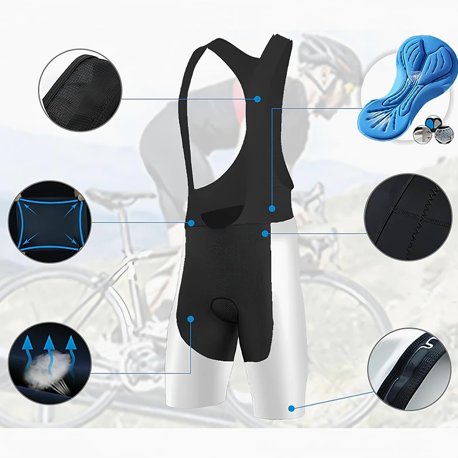 Ensemble Maillot de Cyclisme pour Homme, Vêtements Velo Été Tenue Cycliste Manche Courte et Cuissard À Bretelle avec 9D Coussin Gel