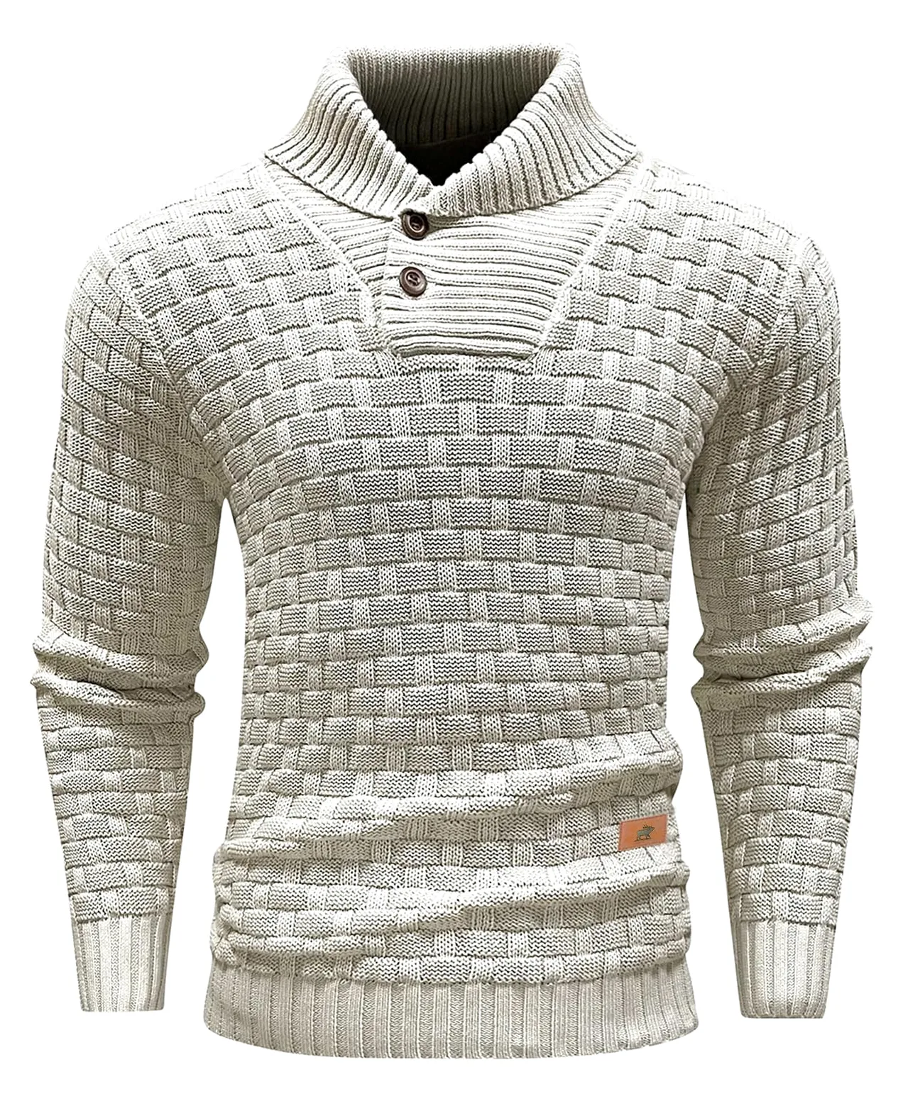 Homme Pull à Col Roulé Pulls Basique Slim Fit Chaud en Maille Sweat Chaud Col de Pull-Over à Deux Boutons pour Hommes