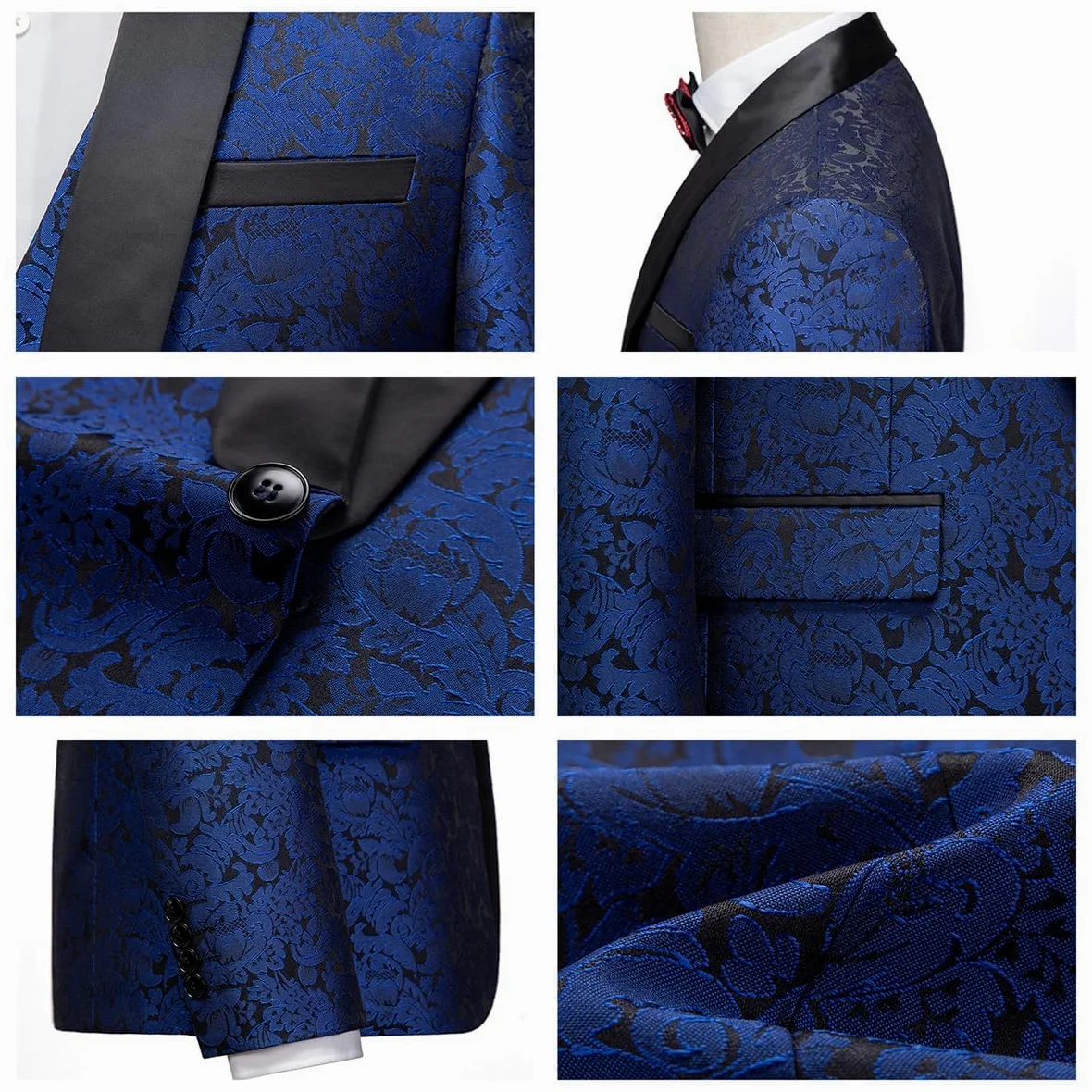 KUDORO Costume Homme 3 pièces Mariage Business Slim Fit Smoking Simple Poitrine à Un Bouton, Men Suits 3 Piece pour Fête Confort Elégant Blazer Veste et Pantalon Gilet