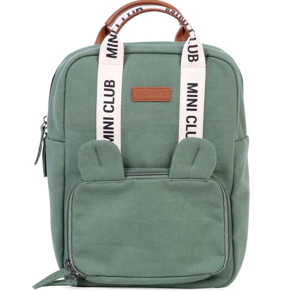 CHILDHOME, Sac a Dos, Bebe, Sac à dos Enfant, Cartable maternelle, Pochette isotherme, Compartiment boite à repas, Solide, Matière Coton, My First Bag, 7L, Mini Club, Signature, Vert