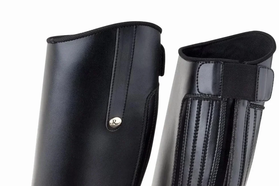 Rhinegold Nebraska Equestrian Horse Riding Long Boots - Black - Unisex Synthetic Knee High Boots for Men & Women with Rear Zip. Knee High Boots.