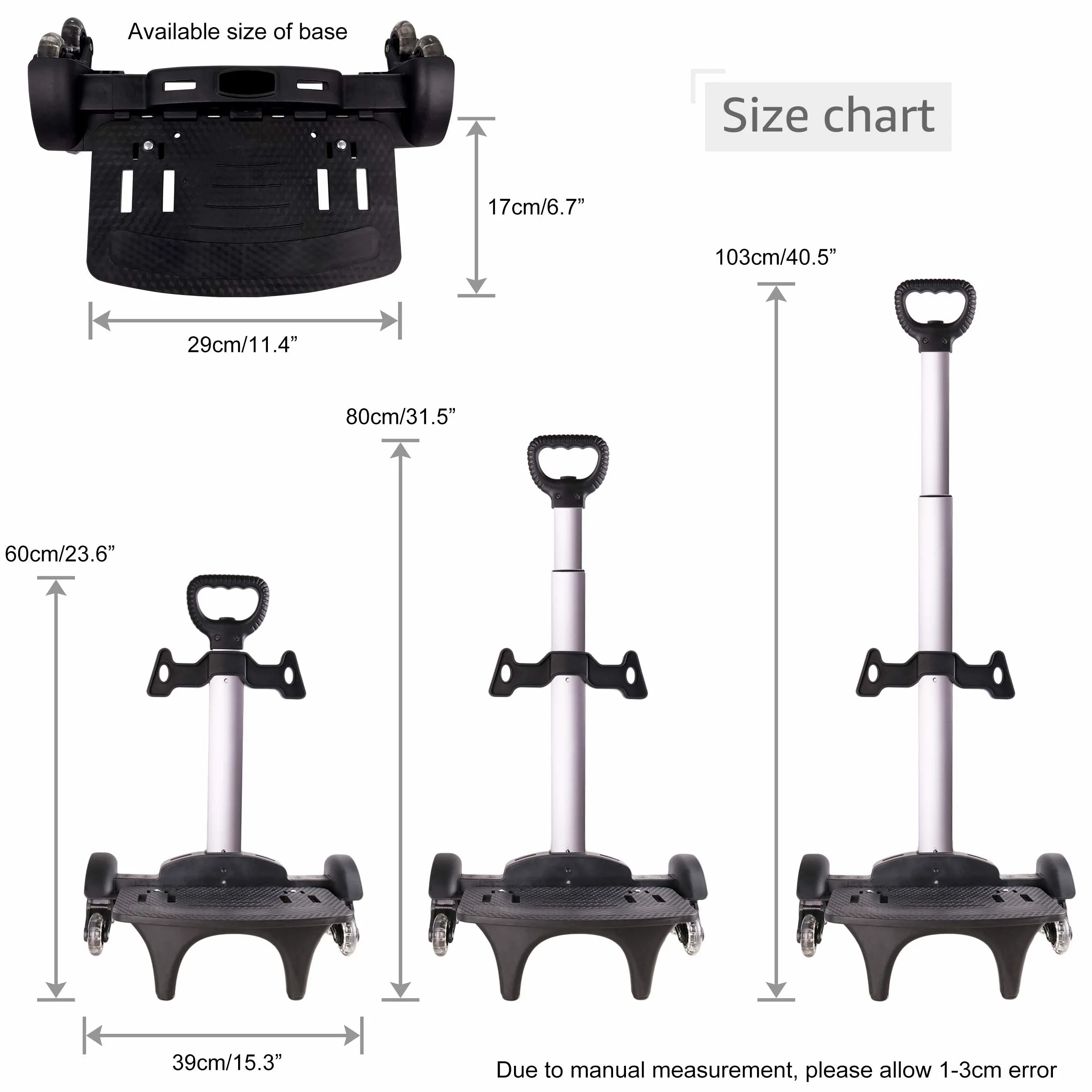 Chariot à Sac à Dos et Cartable à Roulettes en Alliage d'Aluminium - Trolley Pliable 6 Roues pour Enfants, Adolescents et Adultes - Idéal pour l'École et les Voyages