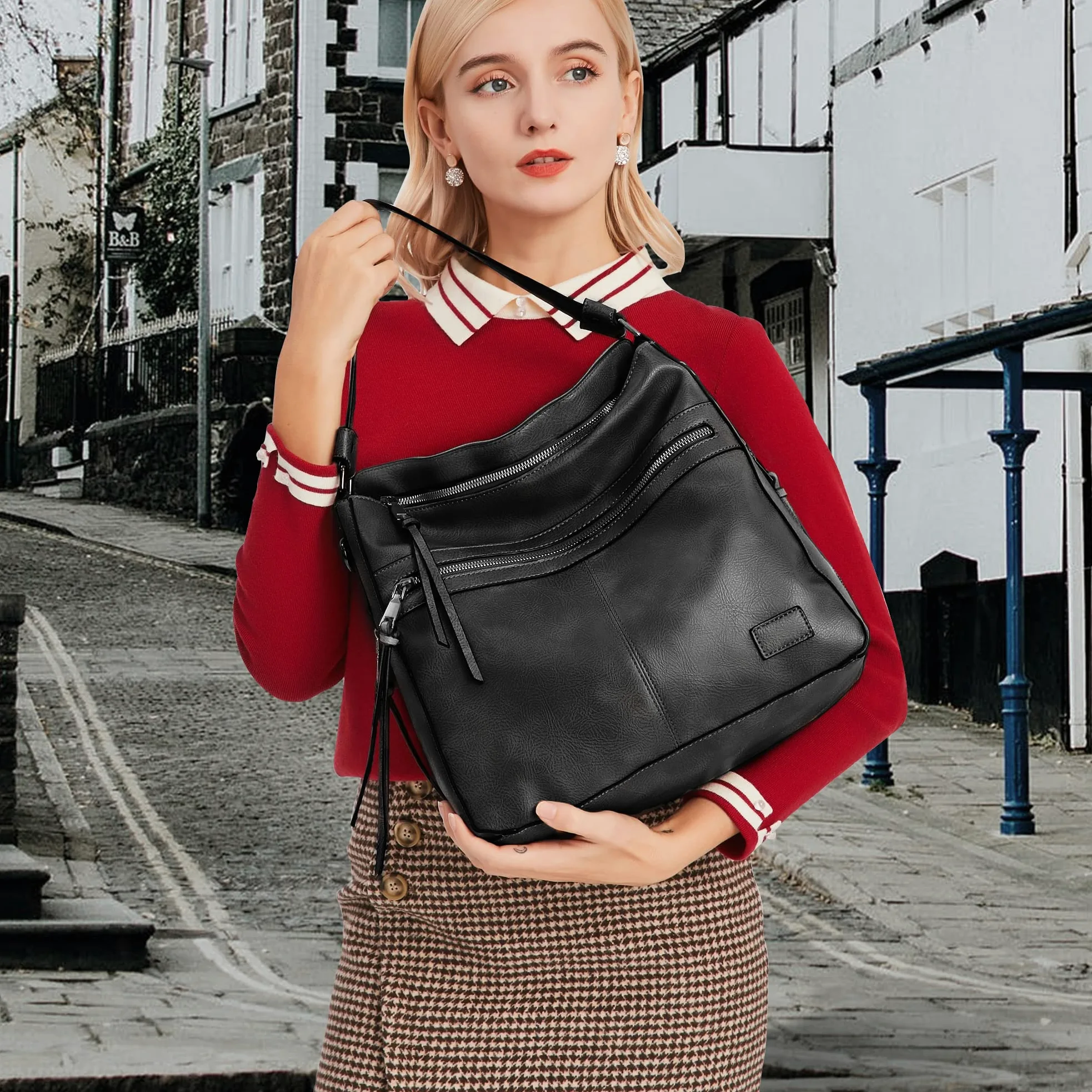 Sac à Main Femme Bandoulière Ensemble 2 Pièces PU Cuir Sac Cabas Fourre Tout élégant Design pour Travail,Voyage,Shopping