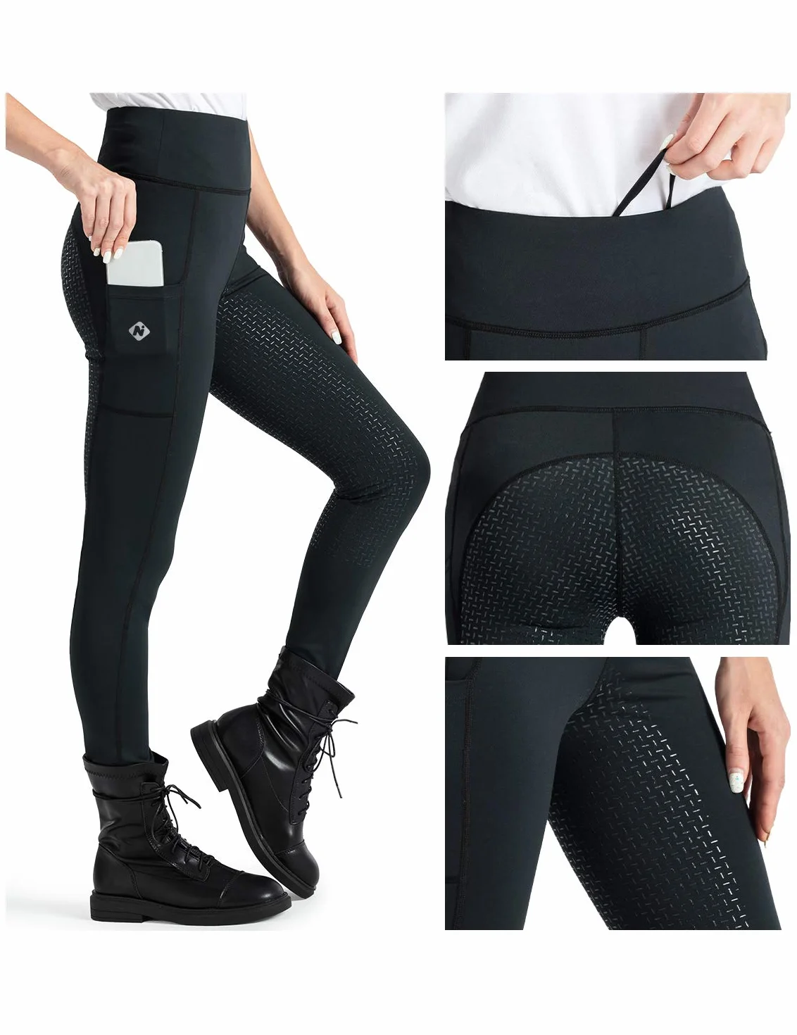 NAVISKIN Femme Pantalon d'équitation Active, Culotte à Fond Silicone,Fond intégral,Serré,Culottes d'équitation