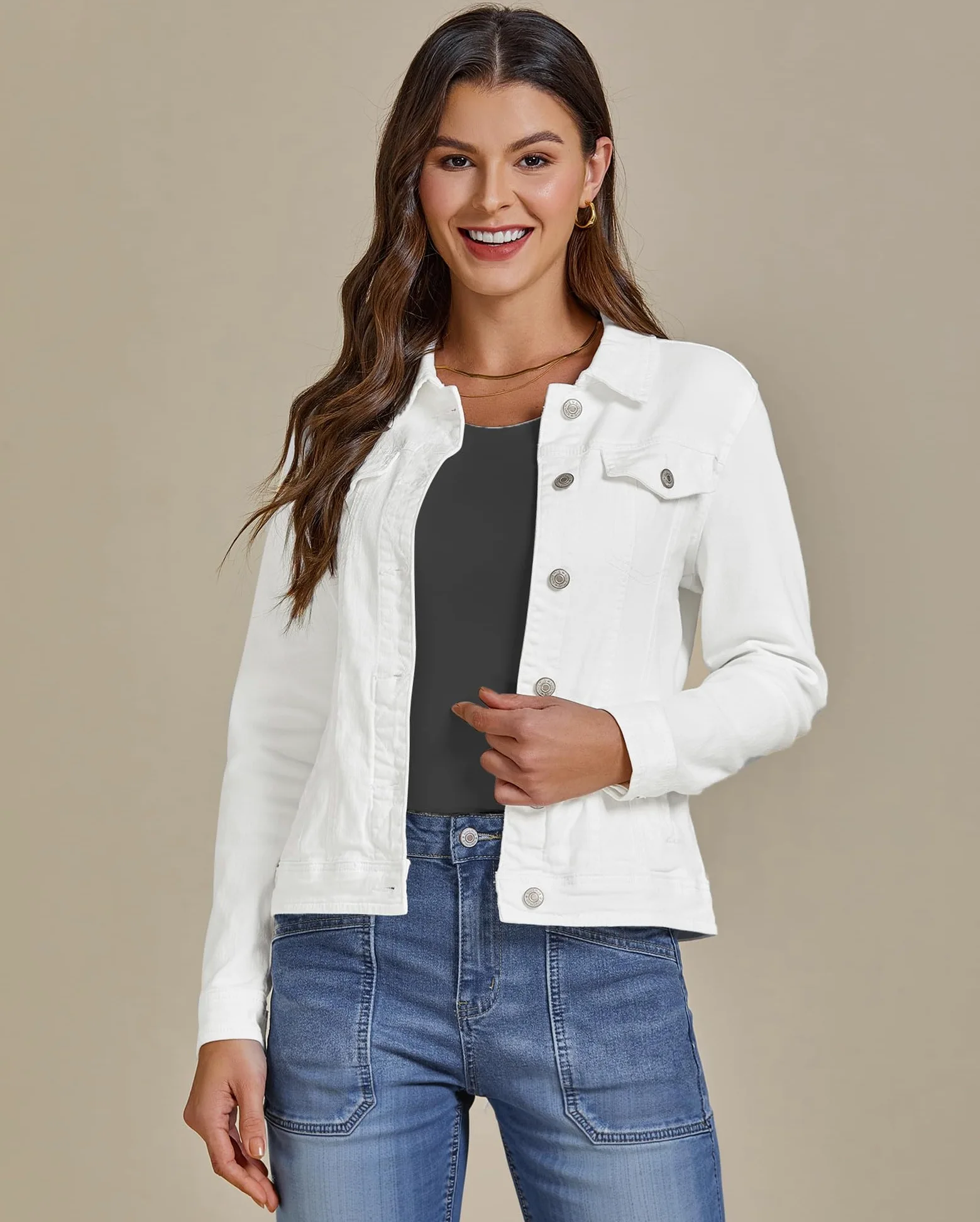 Vetinee Veste en Jean Femme Blouson Jean