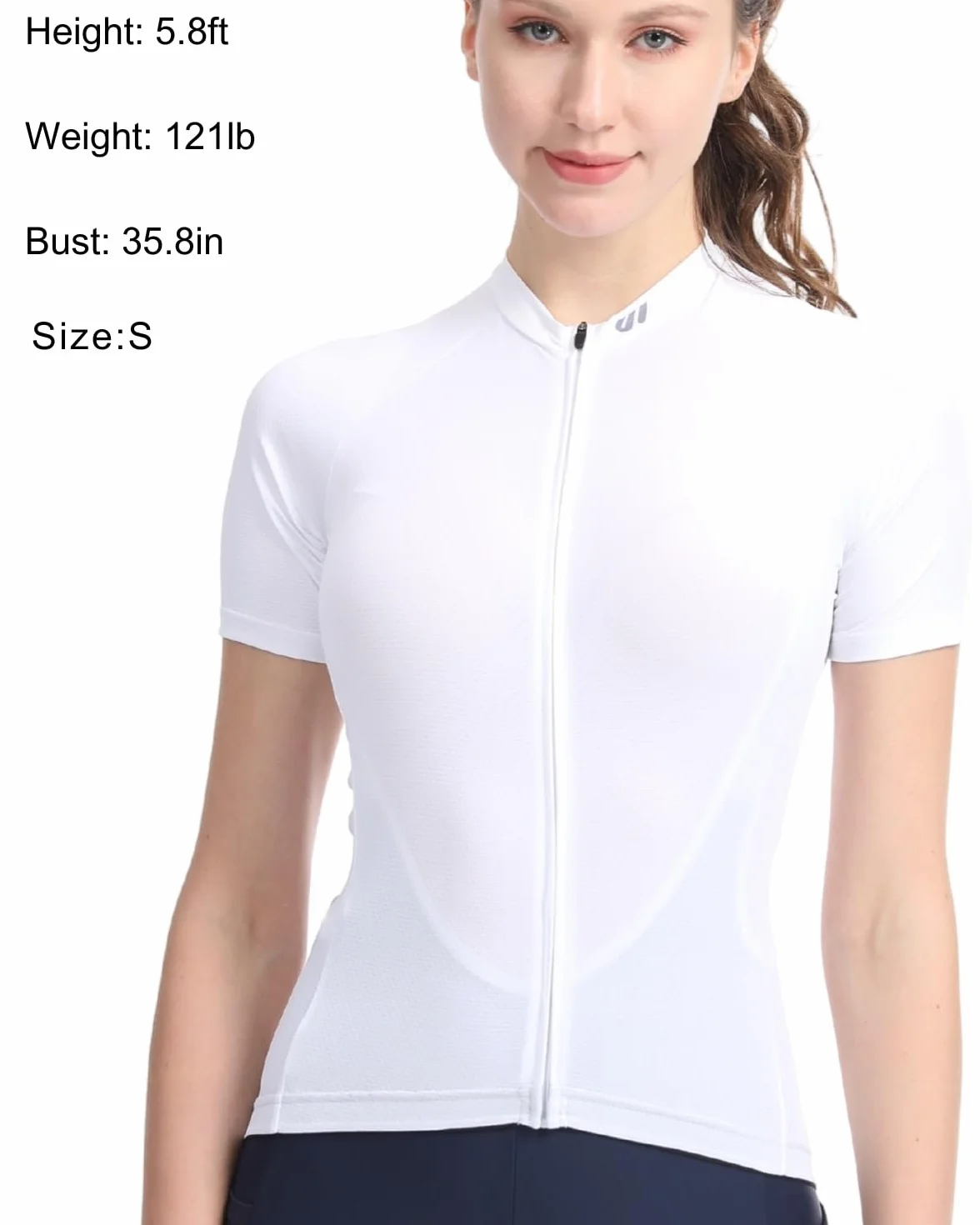 Lo.gas Maillot de cyclisme à manches courtes en maille respirante pour femme 3 poches arrière UPF50+ - blanc - Taille S