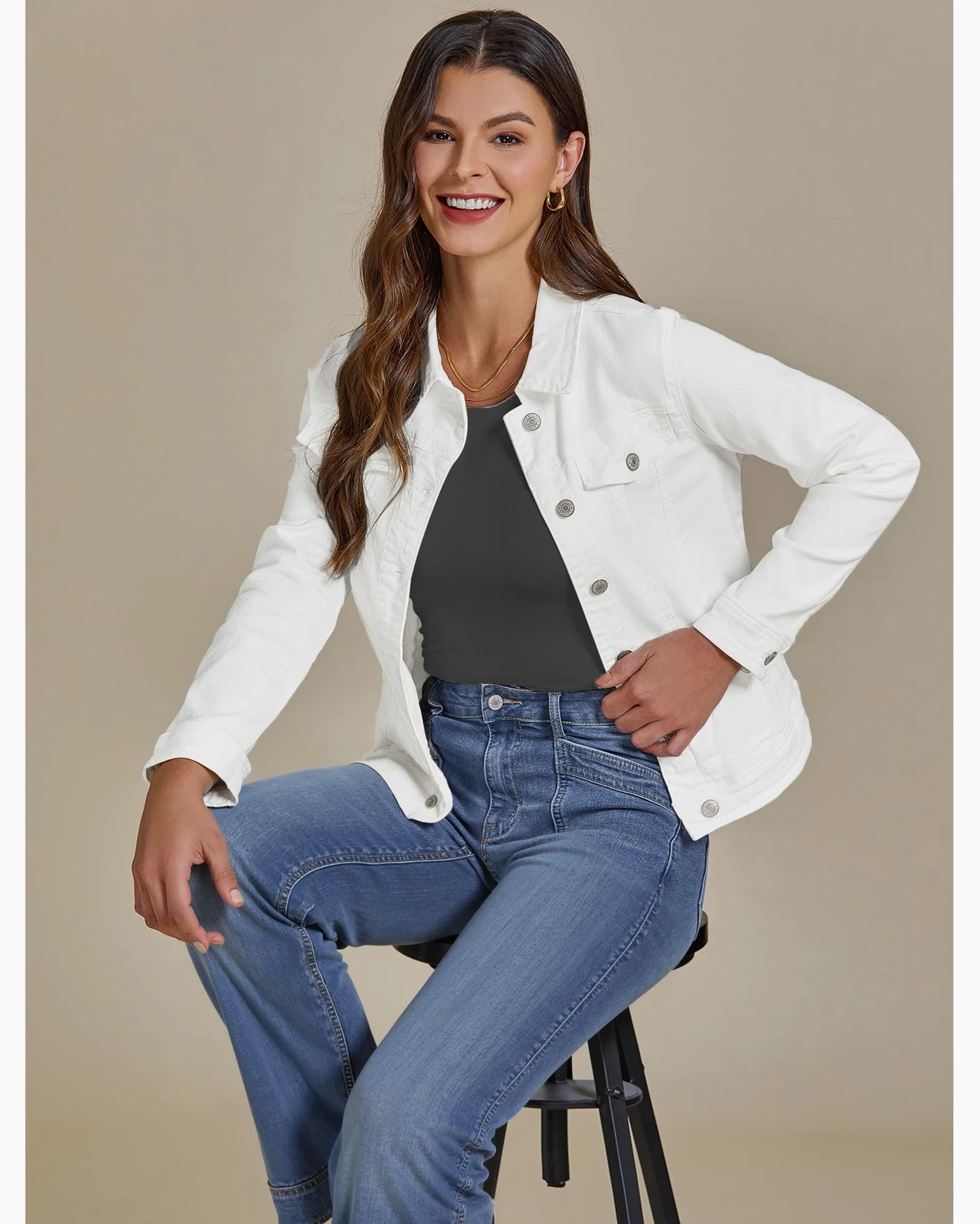 Vetinee Veste en Jean Femme Blouson Jean