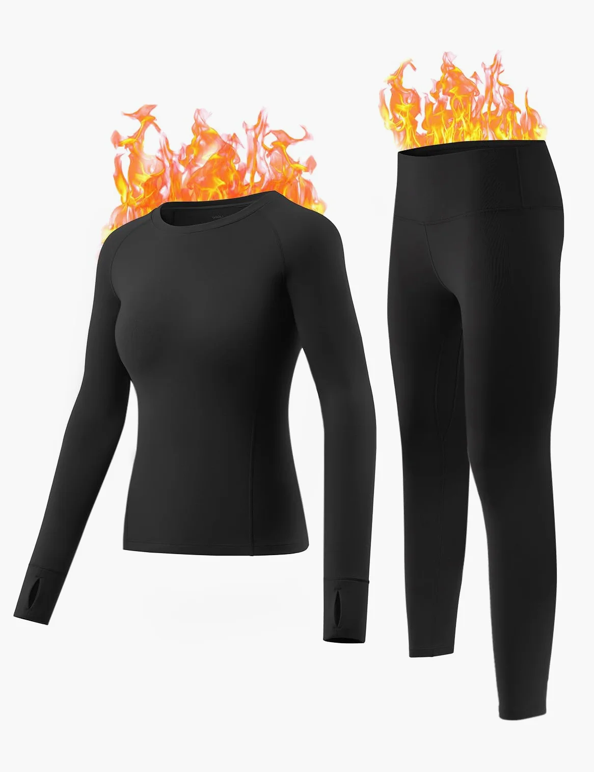 Ensemble de sous-vêtements Thermiques pour Femme avec Couche de Base doublée en Polaire pour Temps Froid