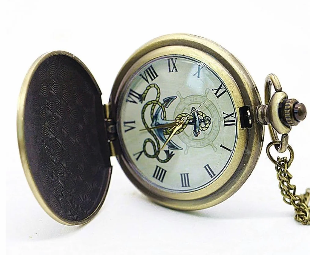 hotrodspirit - Montre à Gousset Ancre Marine Homme Femme Rockabilly