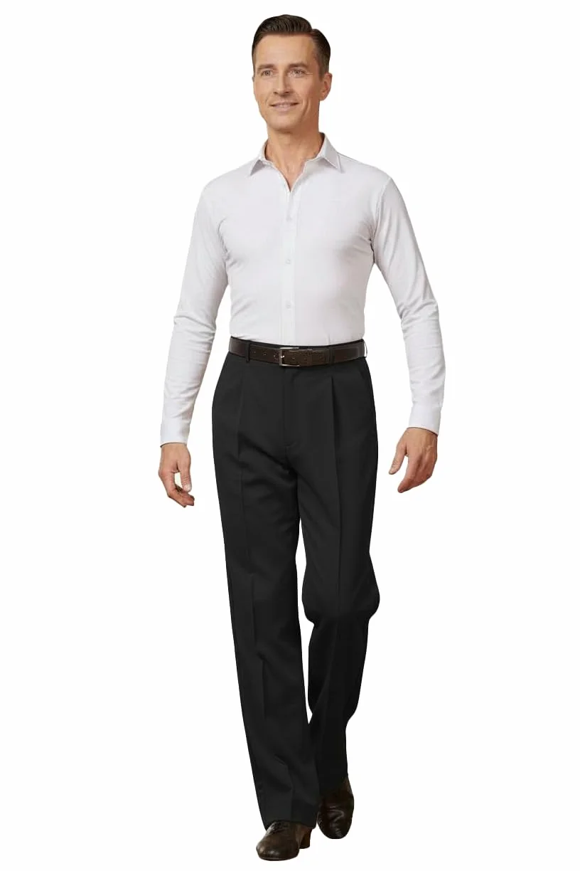 Pantalon pour homme pour danse standard et danse de salle avec plis devant et poches passepoilées