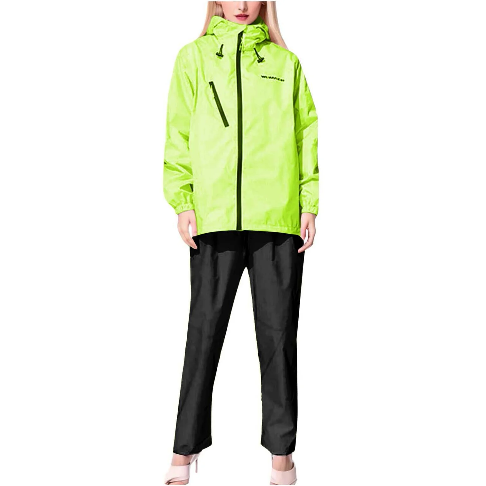 Tenue de Pluie Femme Pliable avec Veste Coupe Vent et Pantalon Imperméable Combinaison de Pluie Femme Velo Legere Vêtements Imperméables Ensemble Impermeable 2 Pieces Veste Imperméable et Surpantalon