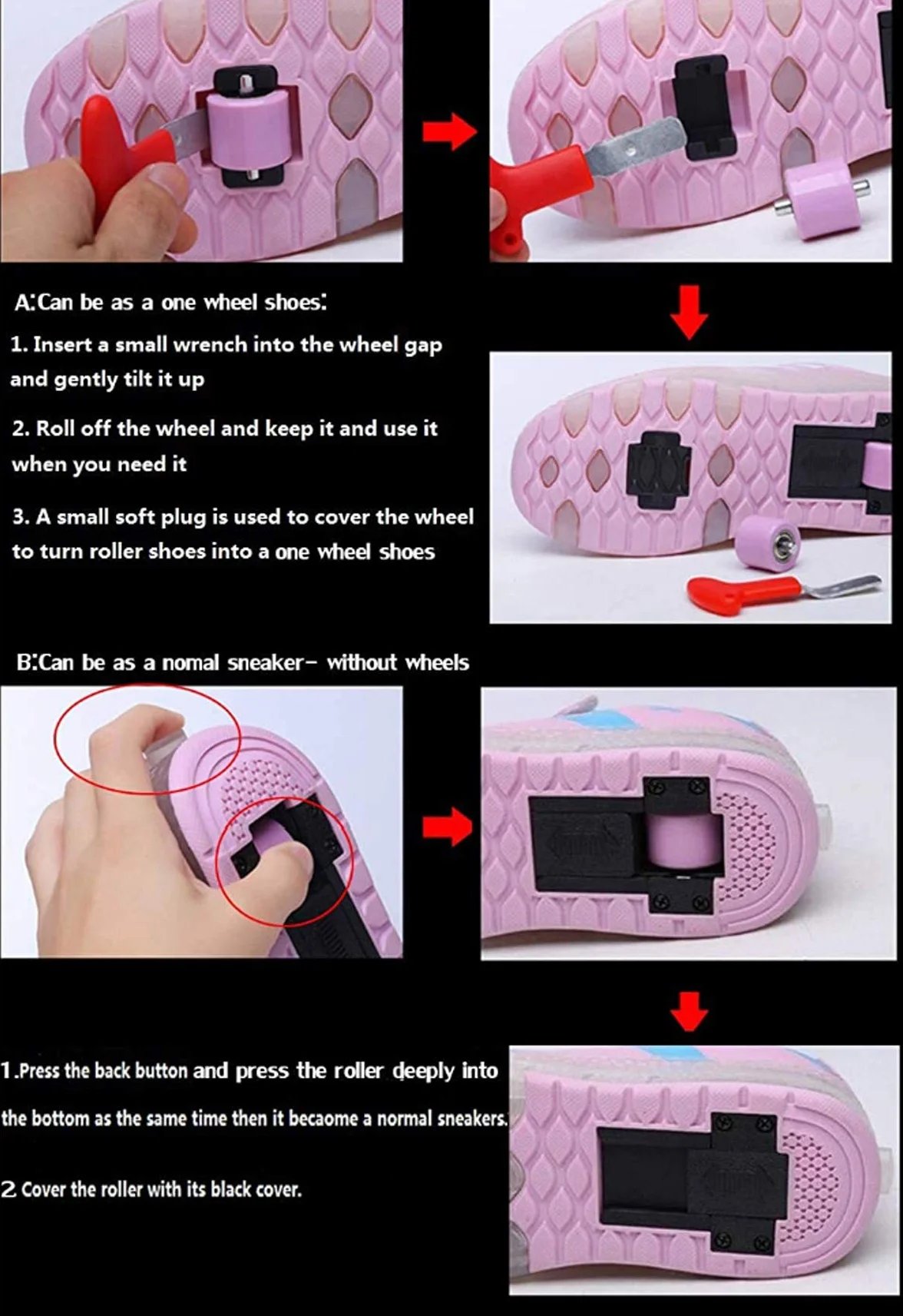 Chaussures à roulettes LED Lumières Clignotante Patins à roulettes pour Unisexe Enfants Retractable Basket a Roulette,Mode Skateboard Roller Garçons Fille Amie Creative Cadeau