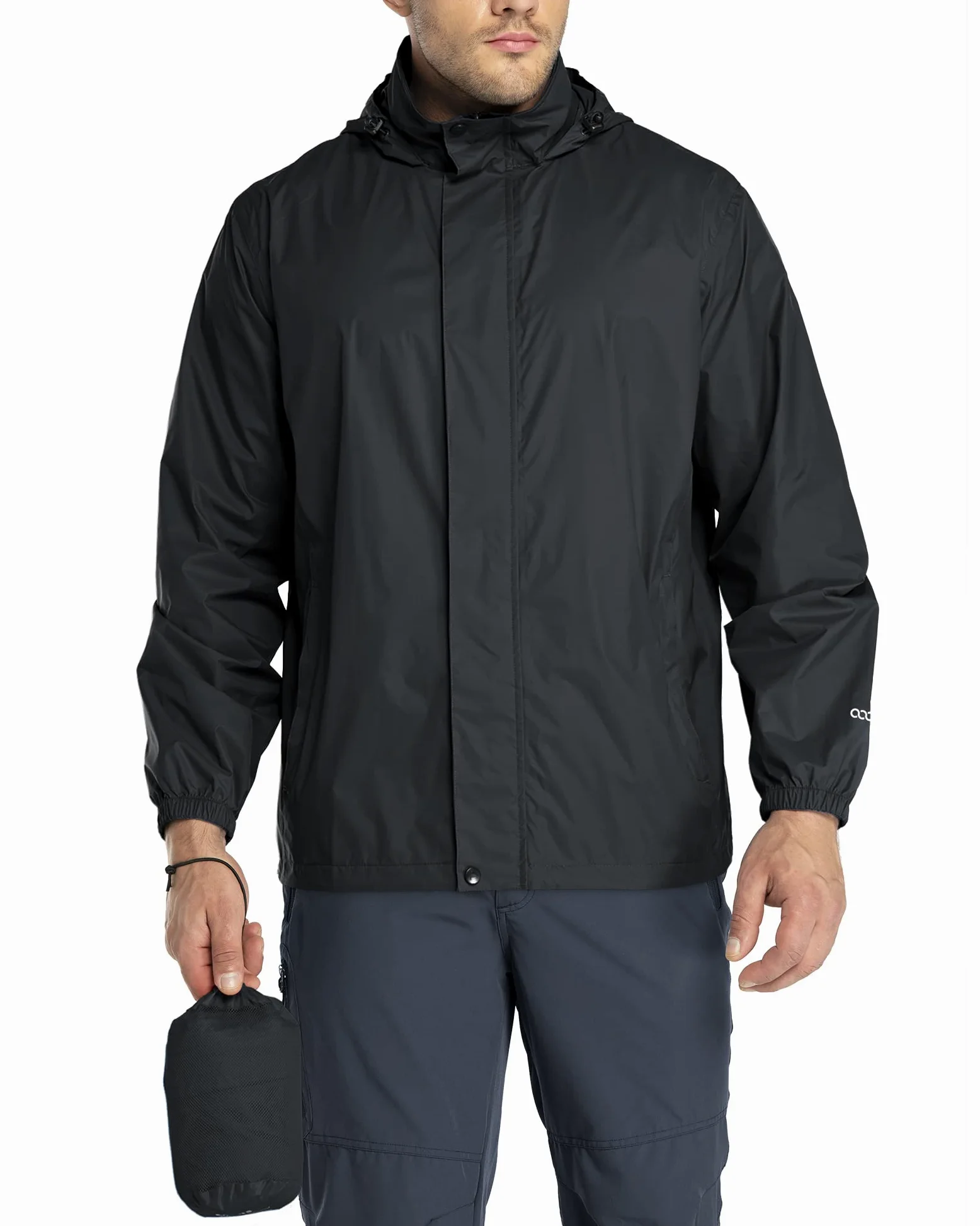 33,000ft Veste de pluie pliable avec capuche rangeable, légère et imperméable, coupe-vent, pour activité en plein air, pour homme
