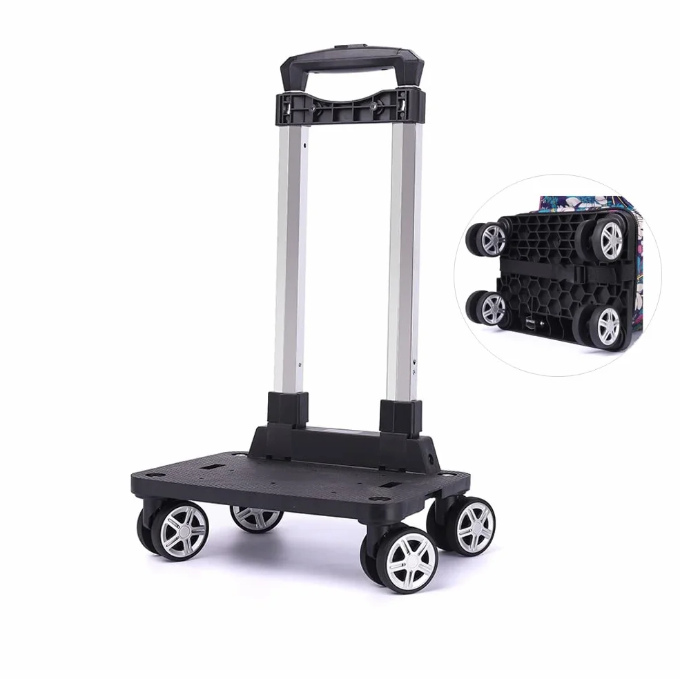 Chariot à Dos, Chariot à Bagage, Chariot Pliable à roulettes Rotative à 360 ° (4 Roues, Version épaissie)