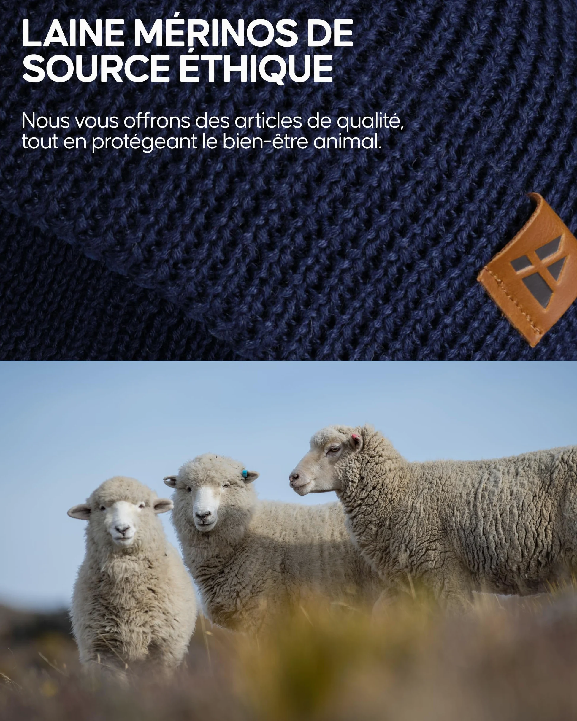 DANISH ENDURANCE Bonnet en Laine mérinos pour Enfants, Doublure Chaude en Polaire, Bonnet Thermique d'automne et d'hiver pour garçons et Filles, tricoté, Unisexe