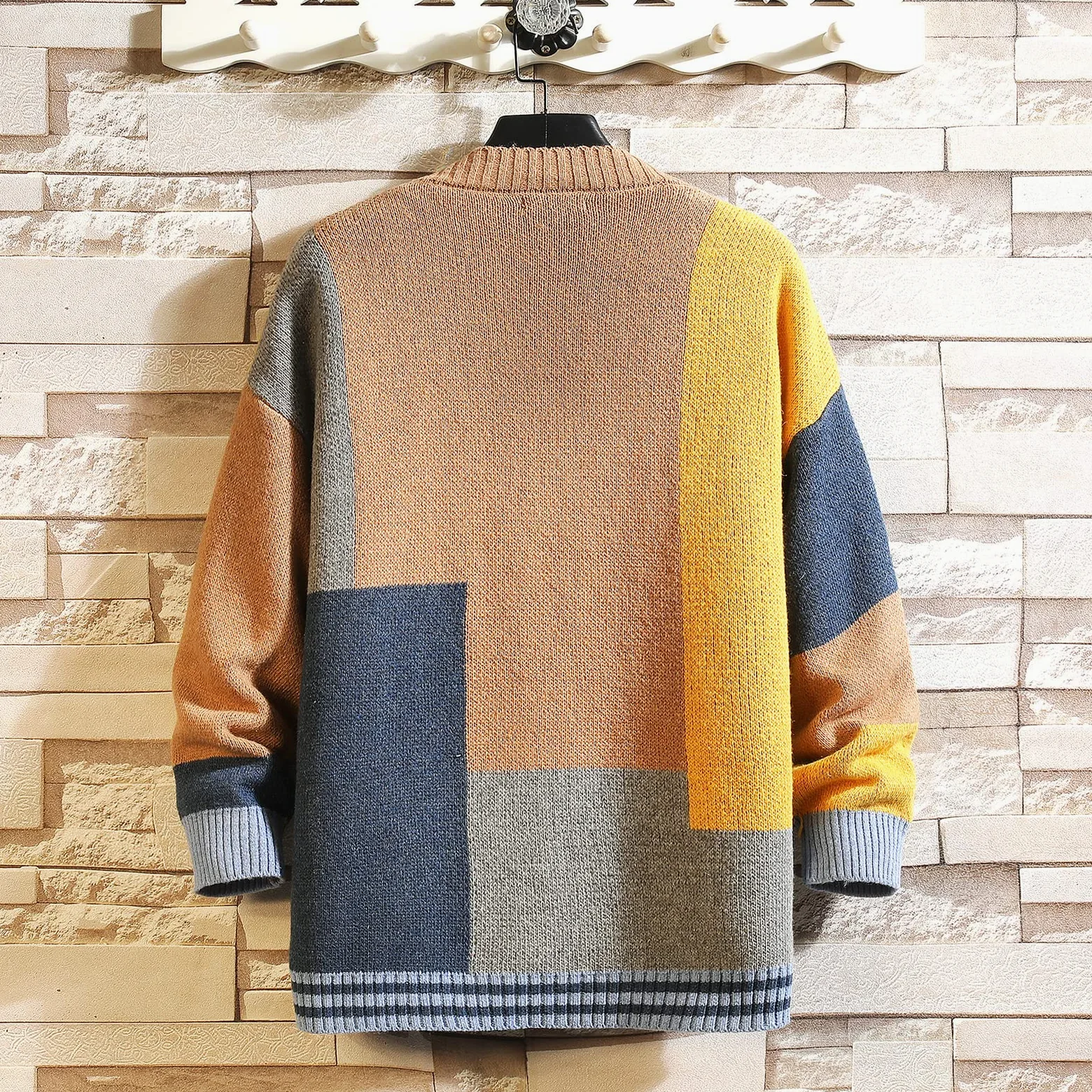 GURUNVANI Cardigan Sweater pour Hommes Pulls à Manches Longues en Tricot avec Boutons
