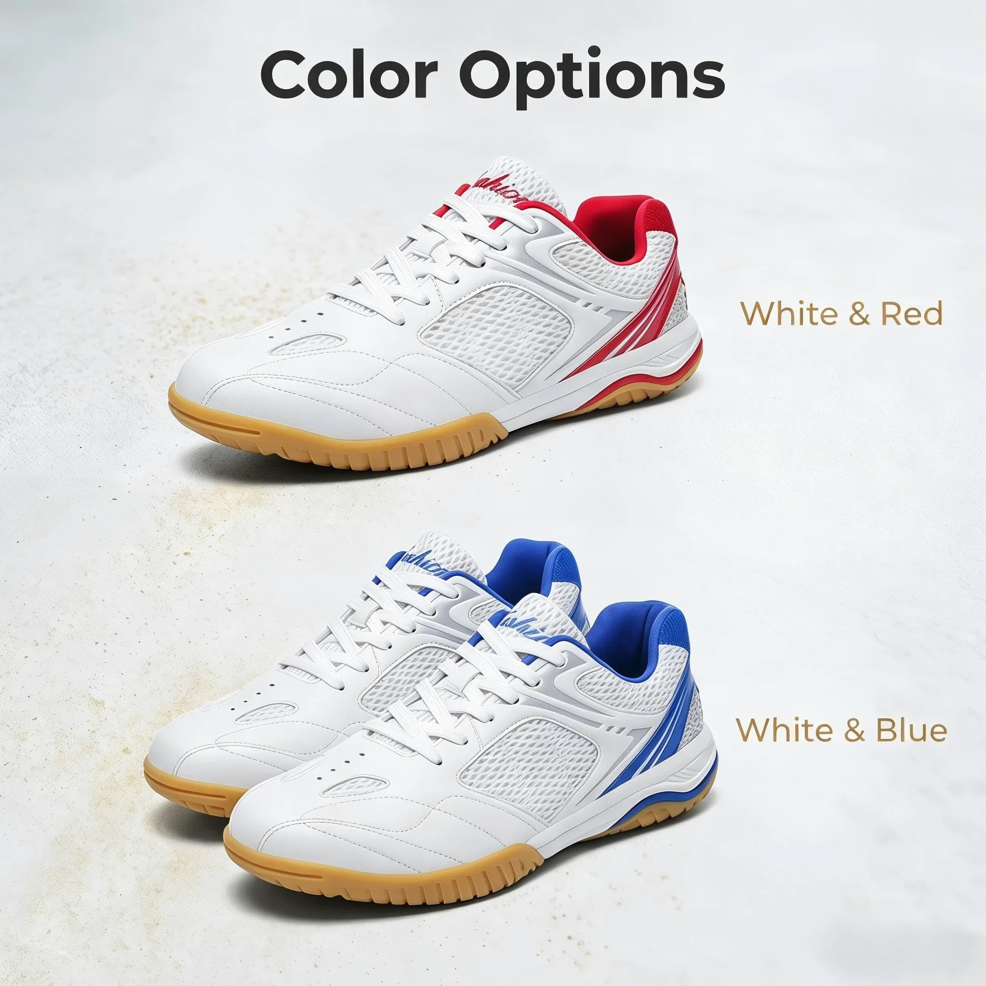 Chaussures de Badminton Femme Chaussures de Volleyball Indoor Antidérapantes Respirantes Légères Amorties Chaussures de Sport Salle Blanc/Rouge Blanc/Bleu