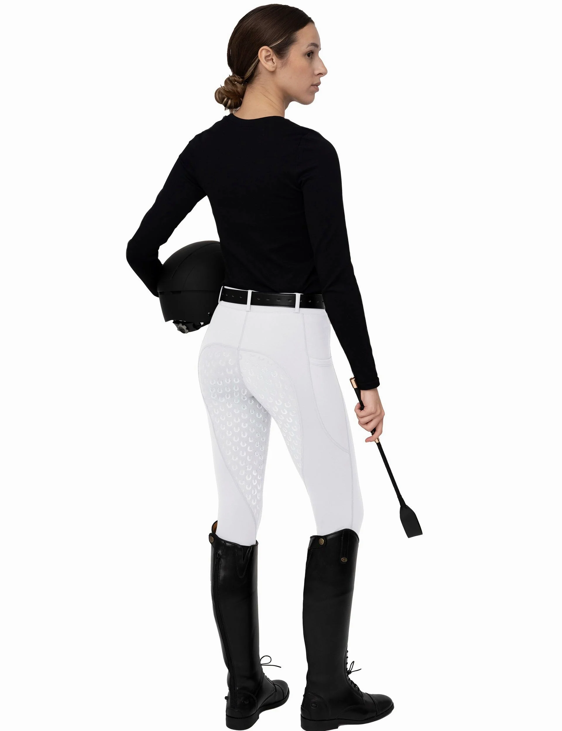 FitsT4 Sports Leggings d'équitation pour Femmes Pantalon d'équitation entièrement doublé en Silicone avec Poche pour téléphone Portable et Passants de Ceinture