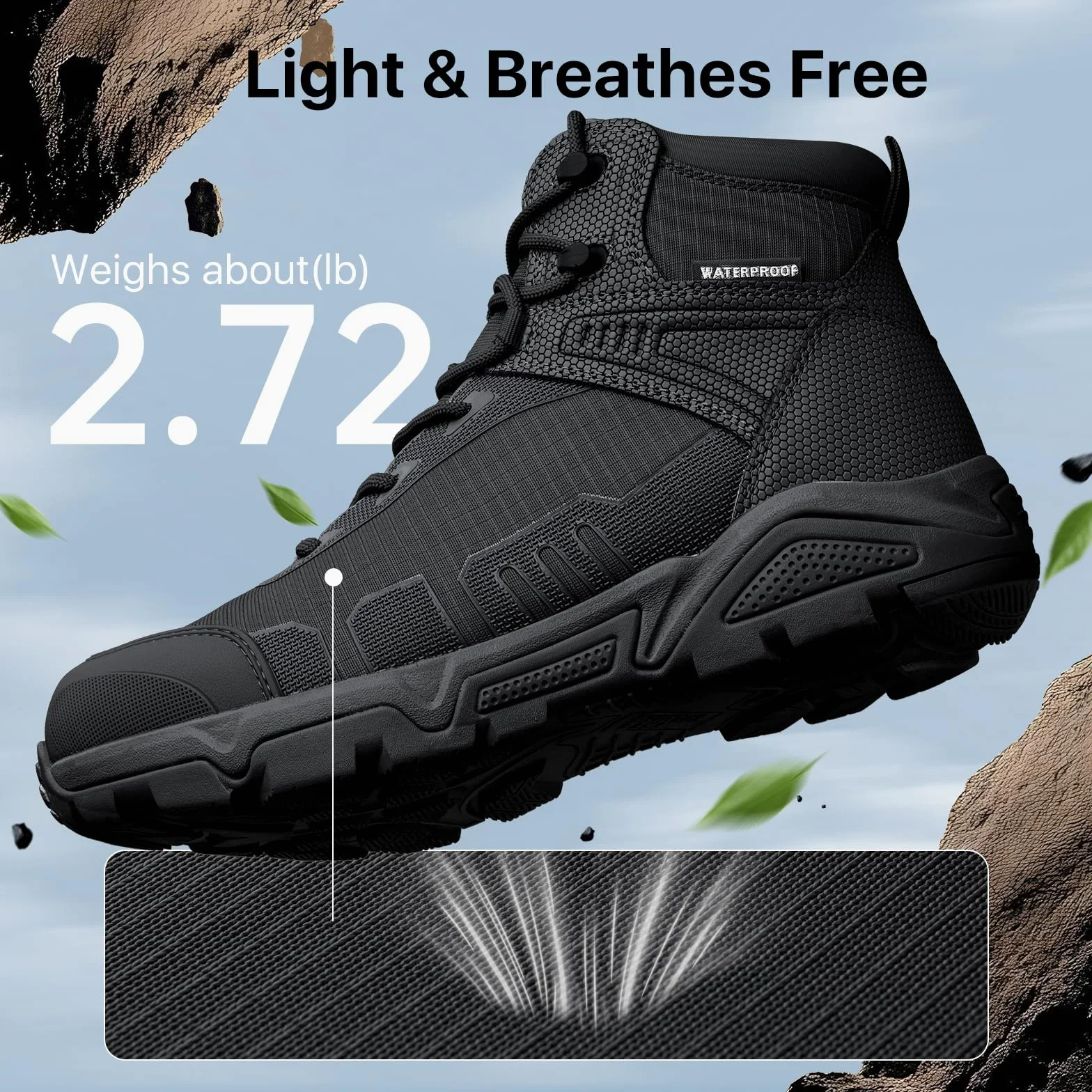 FREE SOLDIER pour Homme Mid Haute durabilité Lacets Bottes Durable Imperméable Armée Combat Chaussures Respirant Tactique de Randonnée
