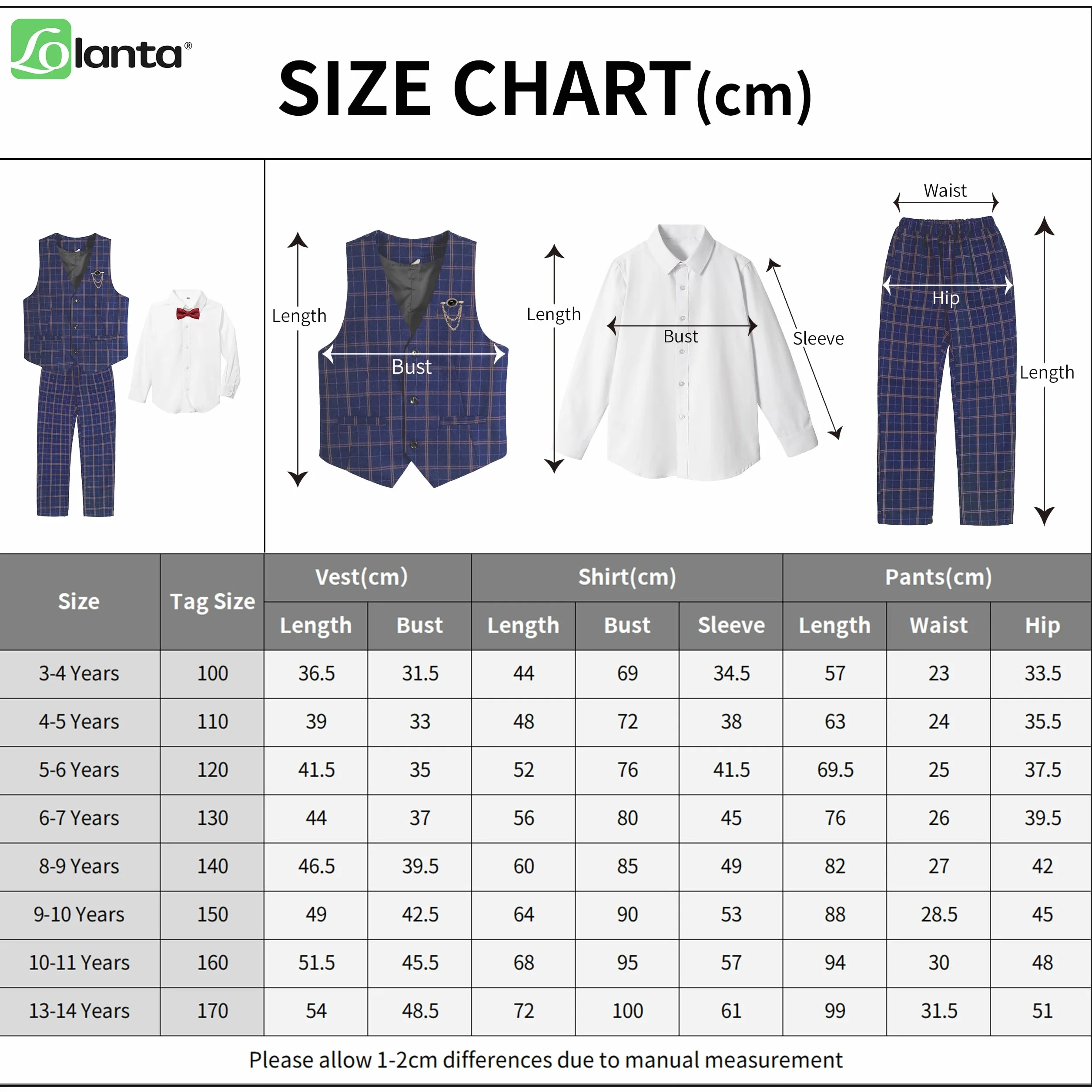 LOLANTA Costume Mariage pour Garçon, Tenue à Carreaux Cérémonie Enfant, Ensemble Gilet et Pantalon