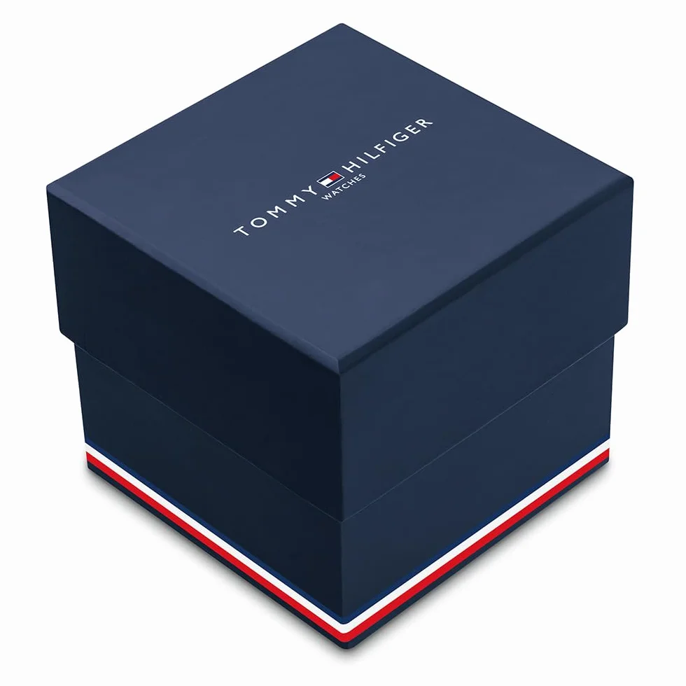 Tommy Hilfiger Montre Analogique Multifunction à Quartz pour homme avec Bracelet milanais en acier inoxydable et en piel