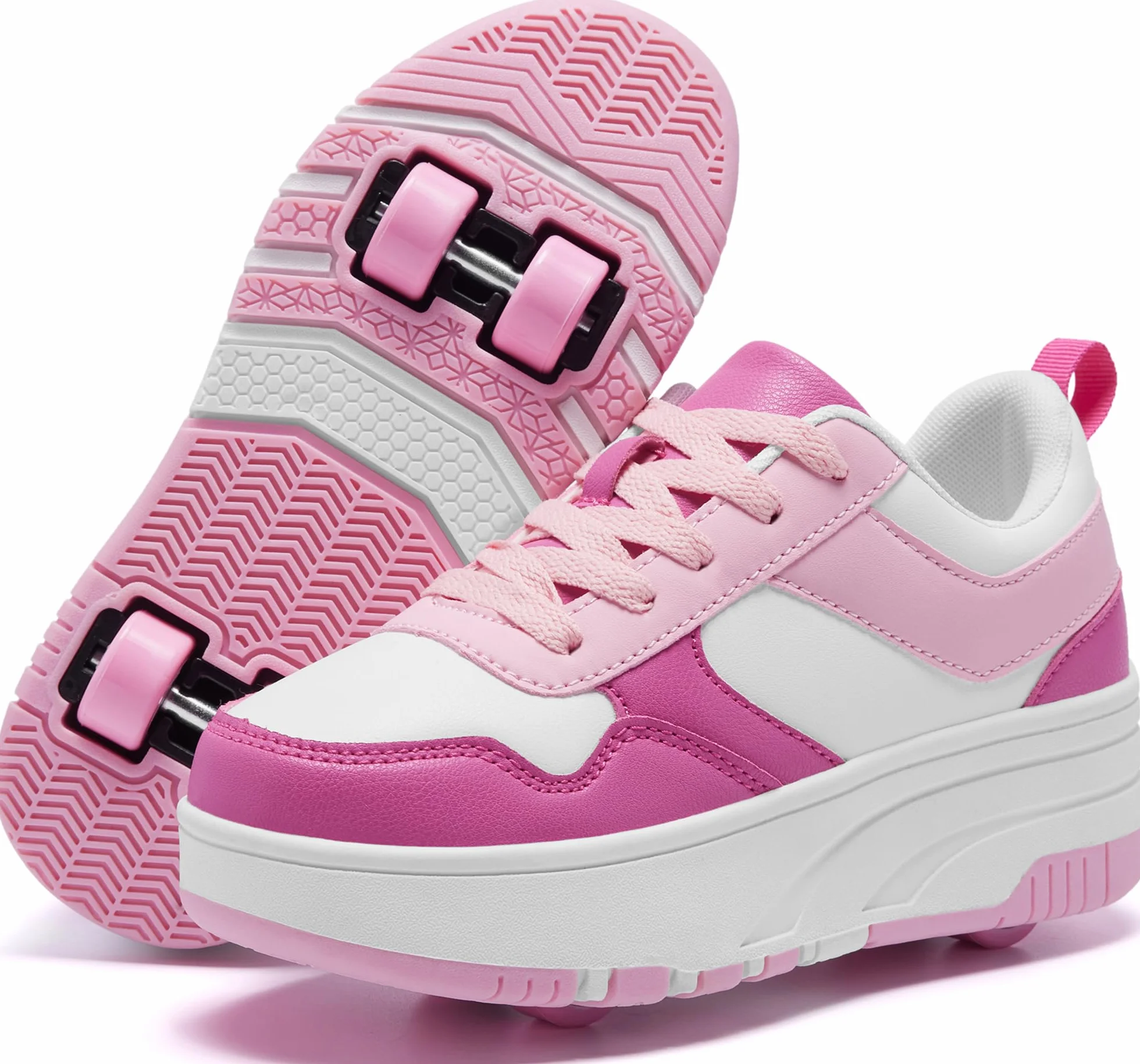 Chaussures avec Roues pour Garçons et Filles, Patins de Patinage pour Enfants, Patins à Roulettes avec 4 Roues Amovibles, Confort Sportif en Plein Air pour Enfants, 22 EU