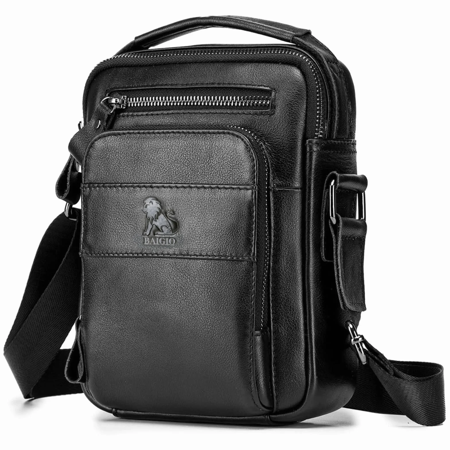 BAIGIO Sac à Bandoulière pour Hommes Petits Sacs en Cuir Vintage Sacs avec Poignée Sac à Main Pochette Besace pour Décontracté Affaires
