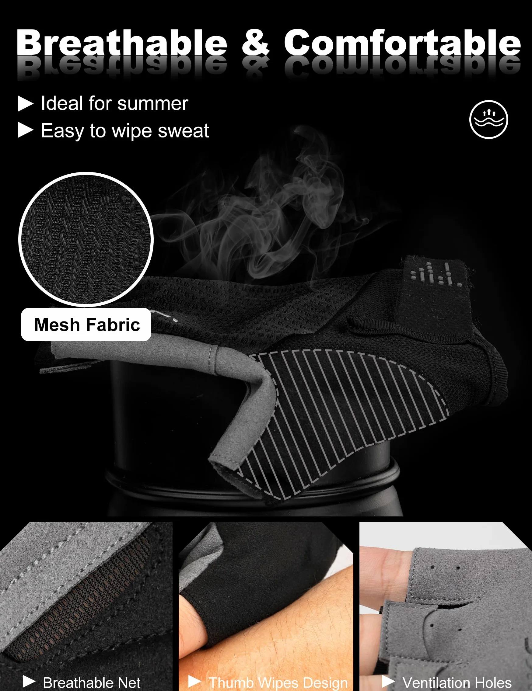 INBIKE Gants de Cyclisme Homme MTB Gants de Vélo Montagne Gants D'été sans Doigts pour Hommes et Femmes Elastiques et Respirants à Usages Multiples