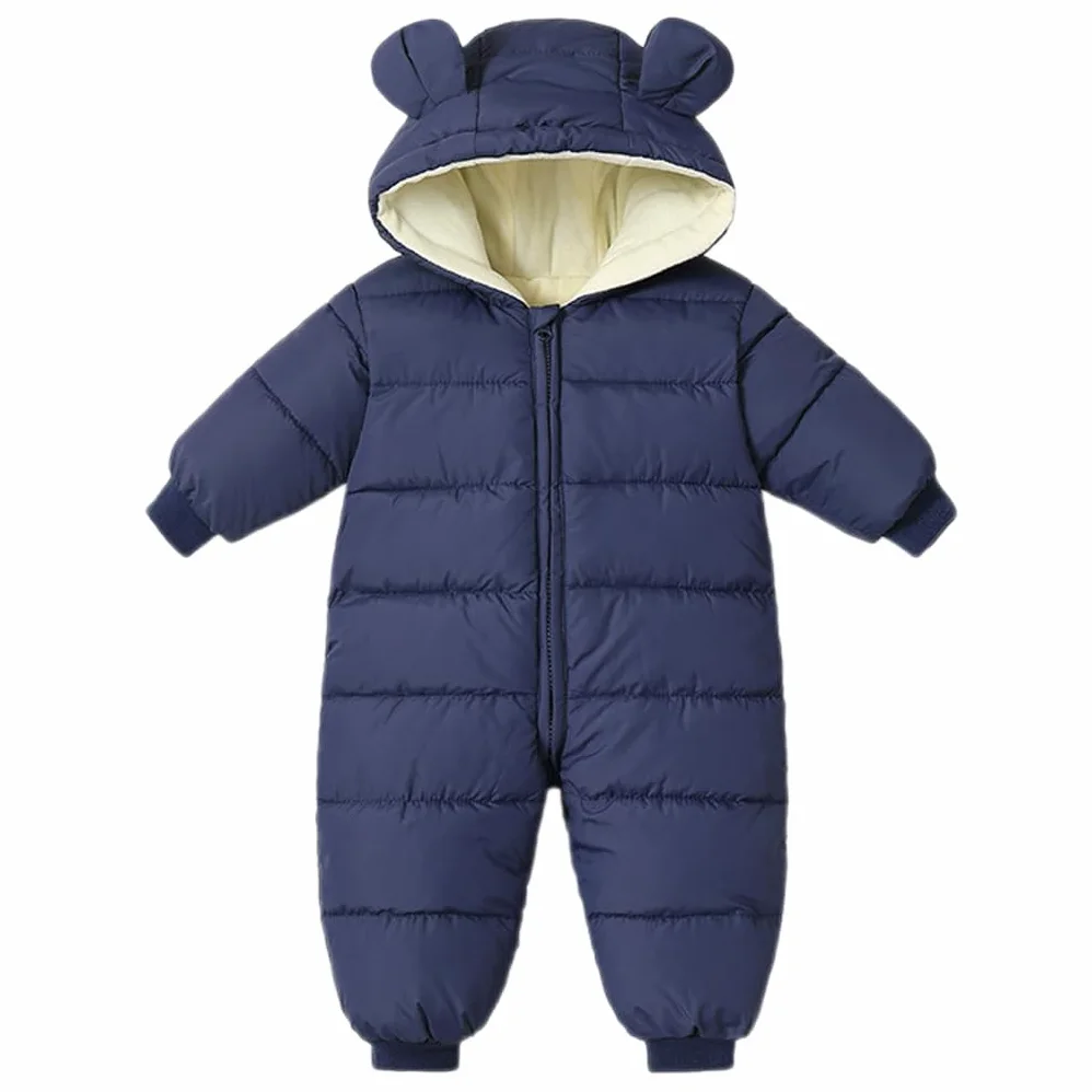 BRONG Bébé Filles Garçons Combinaison de Ski Hiver Manteau Nouveau-Né Épais Fermeture éclair Barboteuse Bébé Coupe-Vent Capuche Polaire Vêtements D'Extérieur