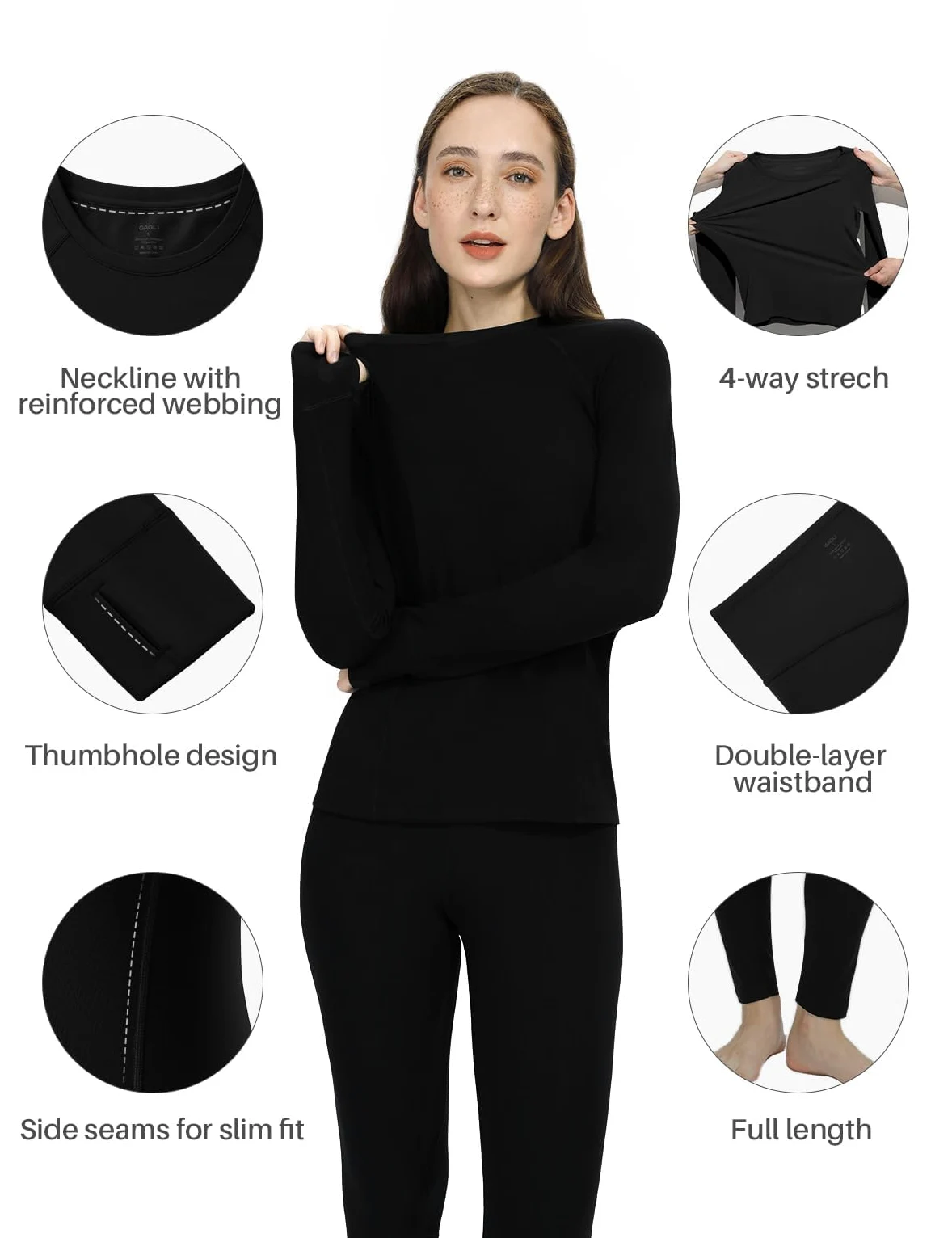 Ensemble de sous-vêtements Thermiques pour Femme avec Couche de Base doublée en Polaire pour Temps Froid