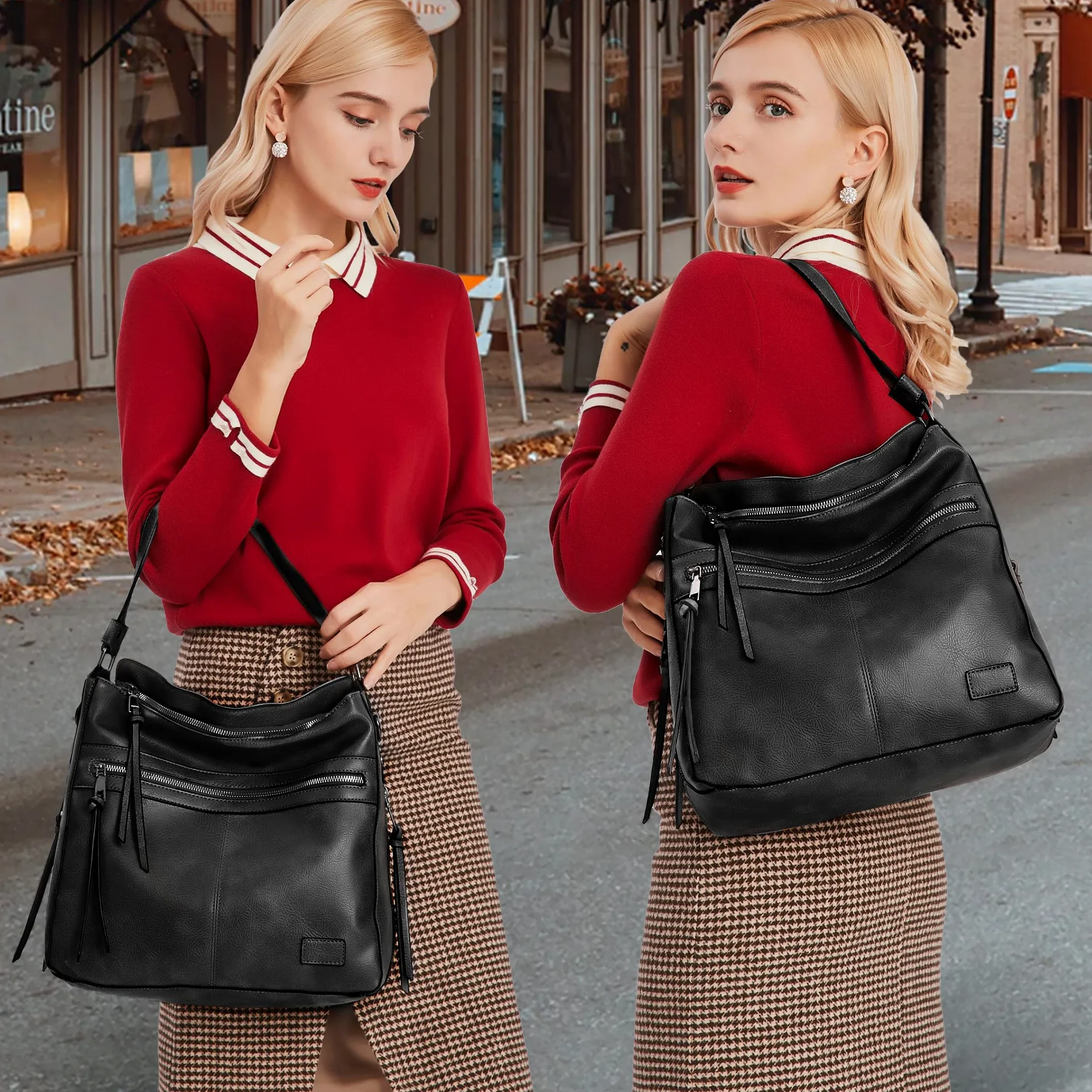 Sac à Main Femme Bandoulière Ensemble 2 Pièces PU Cuir Sac Cabas Fourre Tout élégant Design pour Travail,Voyage,Shopping